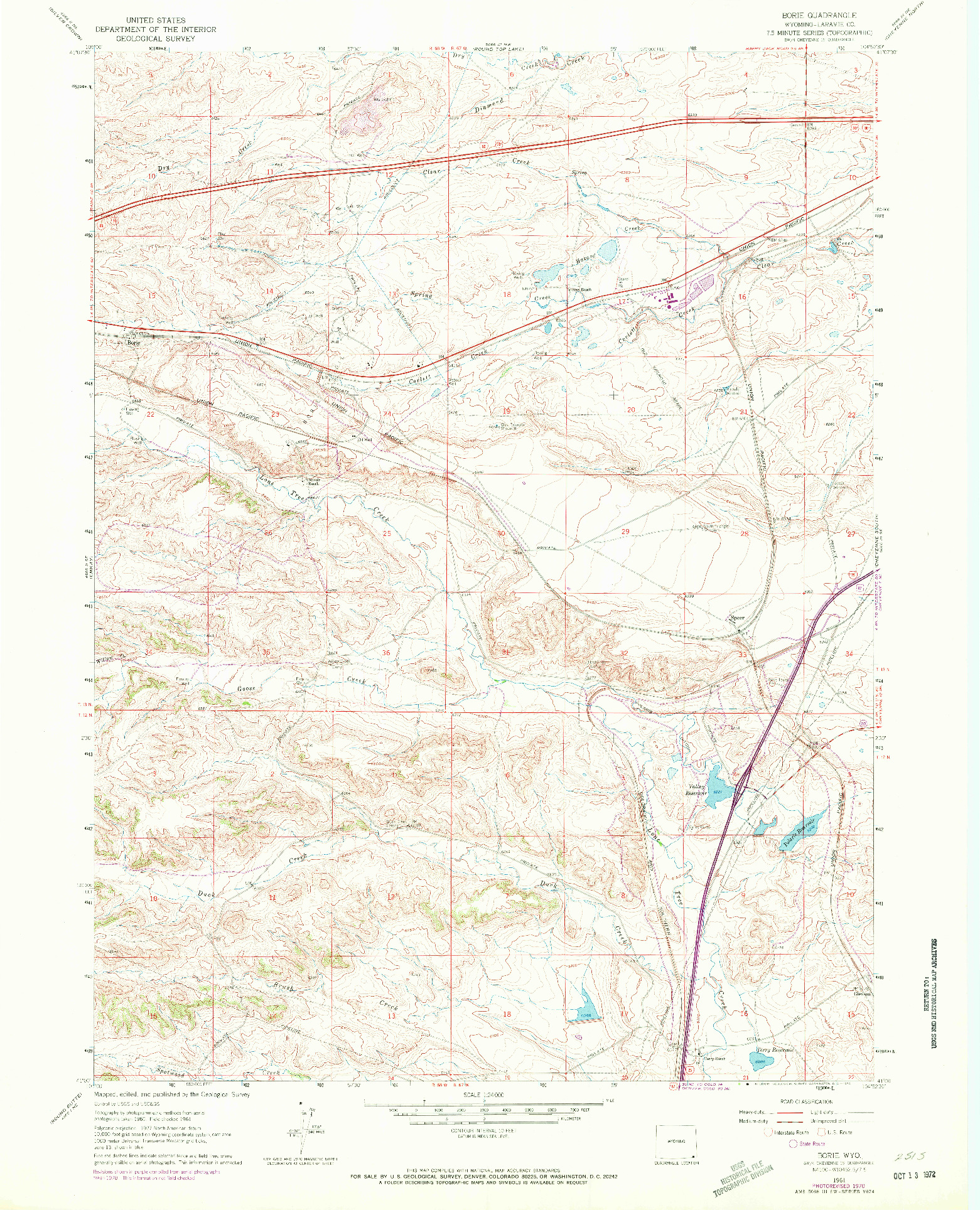 USGS 1:24000-SCALE QUADRANGLE FOR BORIE, WY 1961