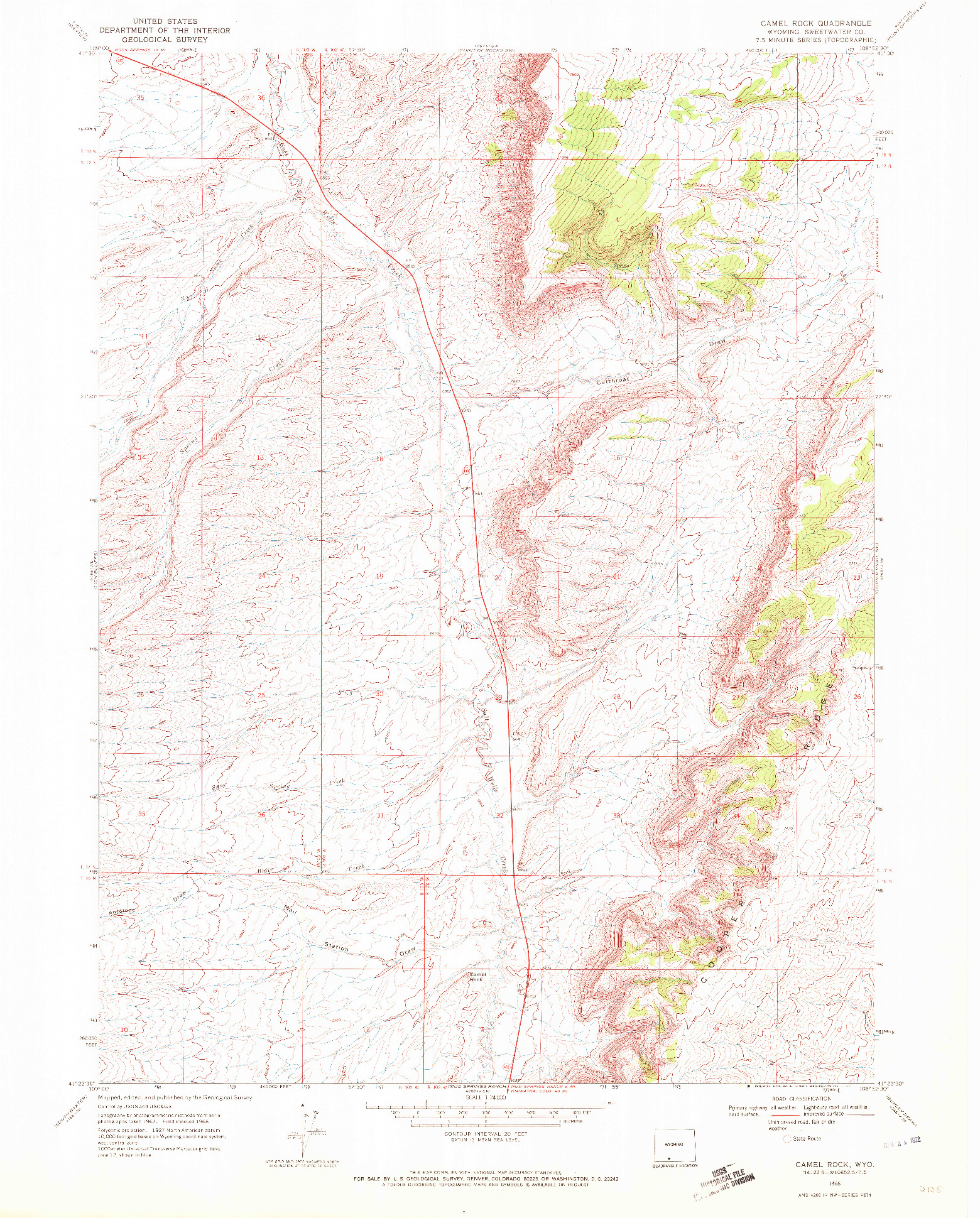 USGS 1:24000-SCALE QUADRANGLE FOR CAMEL ROCK, WY 1968
