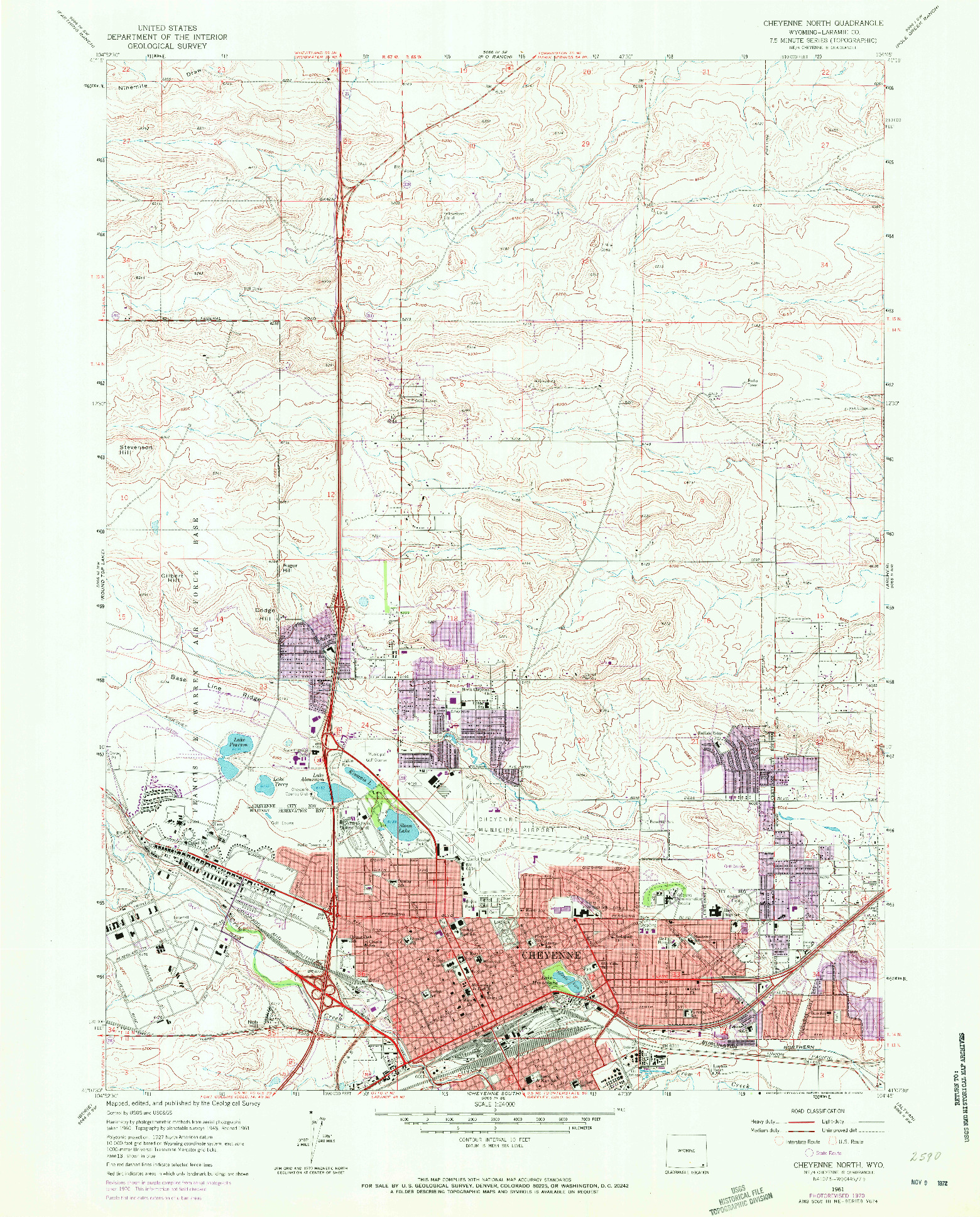 USGS 1:24000-SCALE QUADRANGLE FOR CHEYENNE NORTH, WY 1961