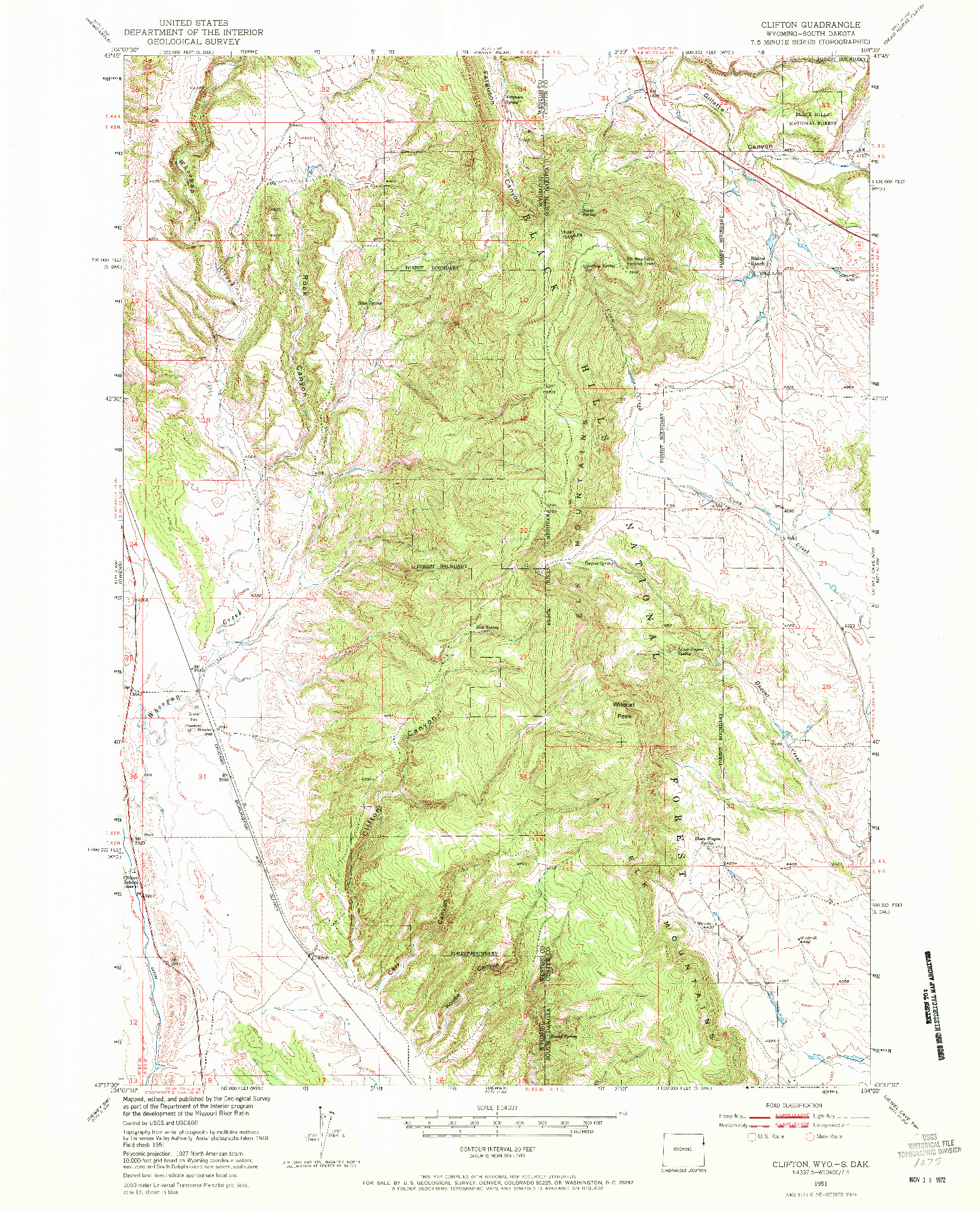 USGS 1:24000-SCALE QUADRANGLE FOR CLIFTON, WY 1951