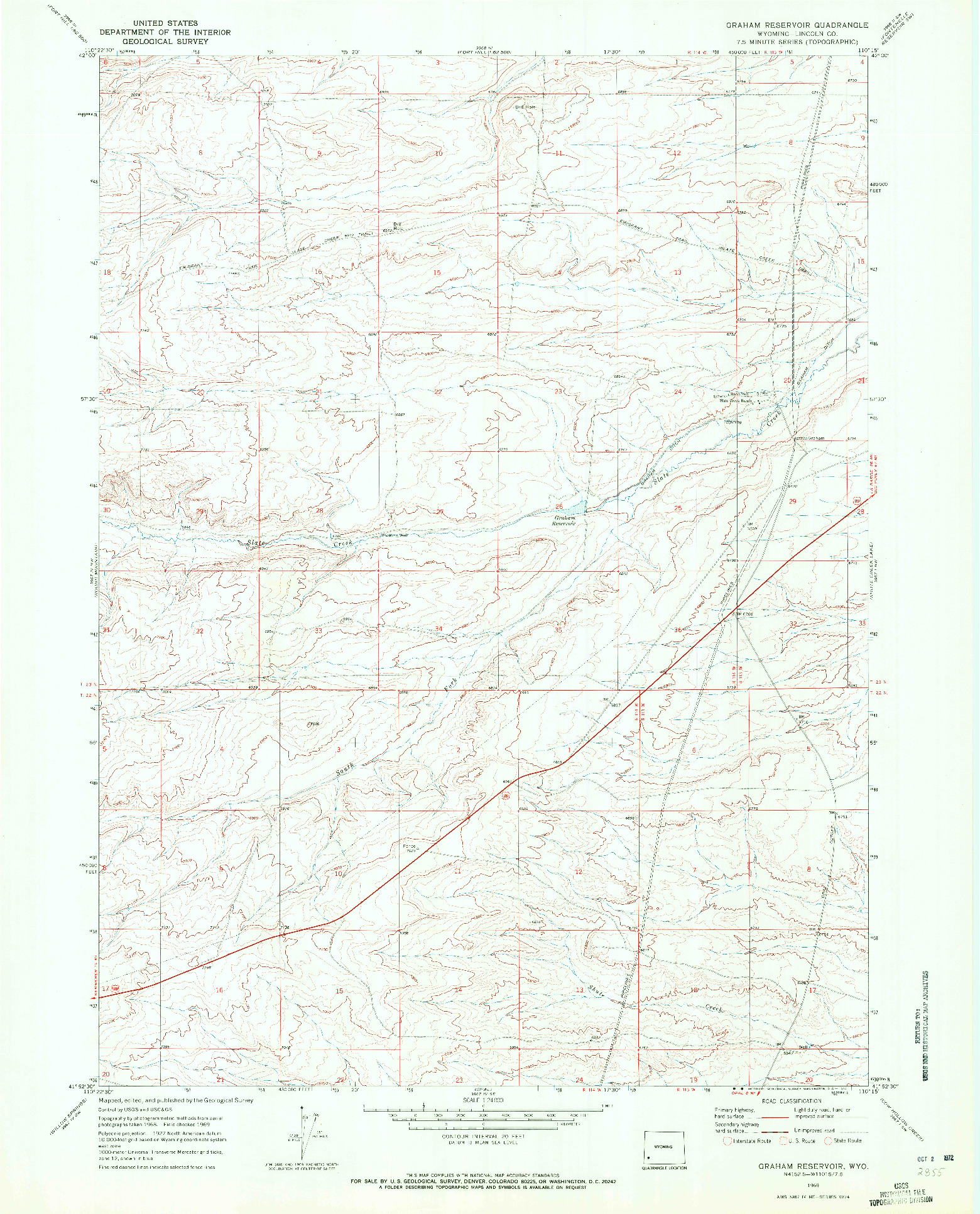 USGS 1:24000-SCALE QUADRANGLE FOR GRAHAM RESERVOIR, WY 1969