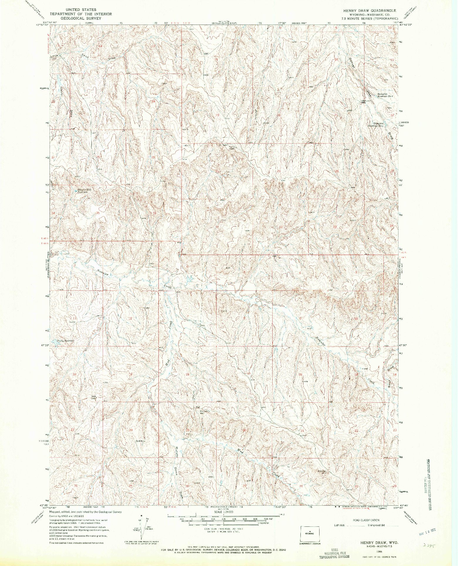USGS 1:24000-SCALE QUADRANGLE FOR HENRY DRAW, WY 1966