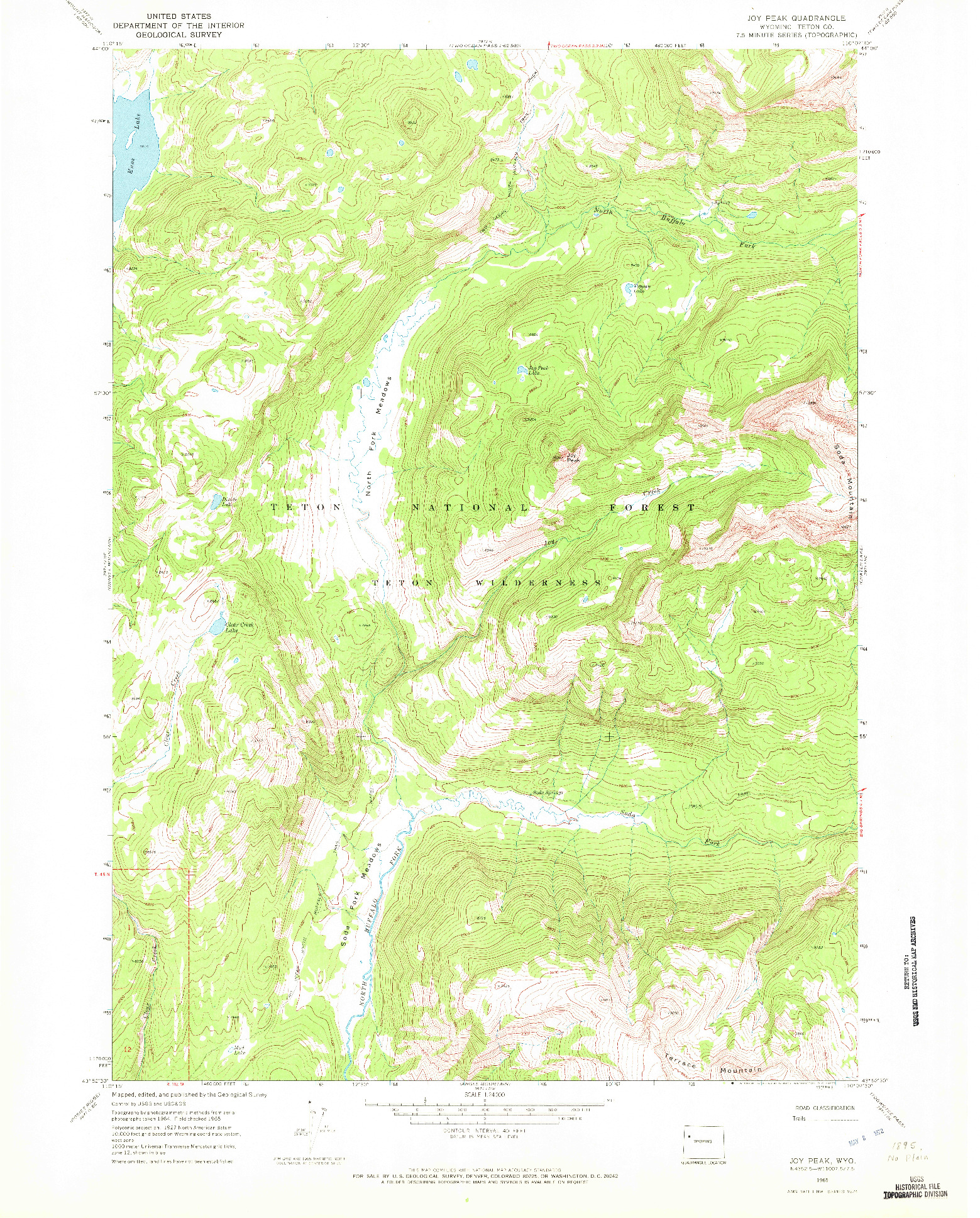 USGS 1:24000-SCALE QUADRANGLE FOR JOY PEAK, WY 1965