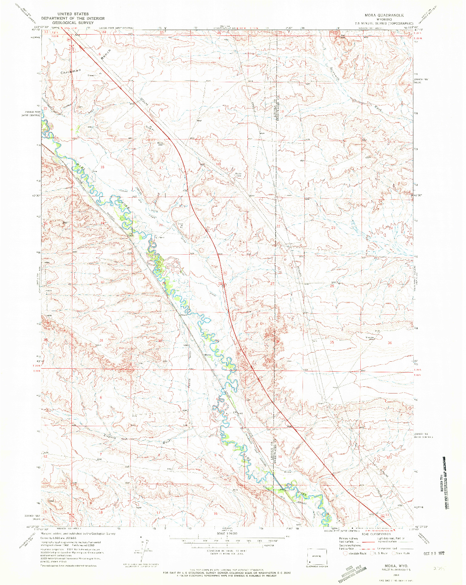 USGS 1:24000-SCALE QUADRANGLE FOR MOXA, WY 1969