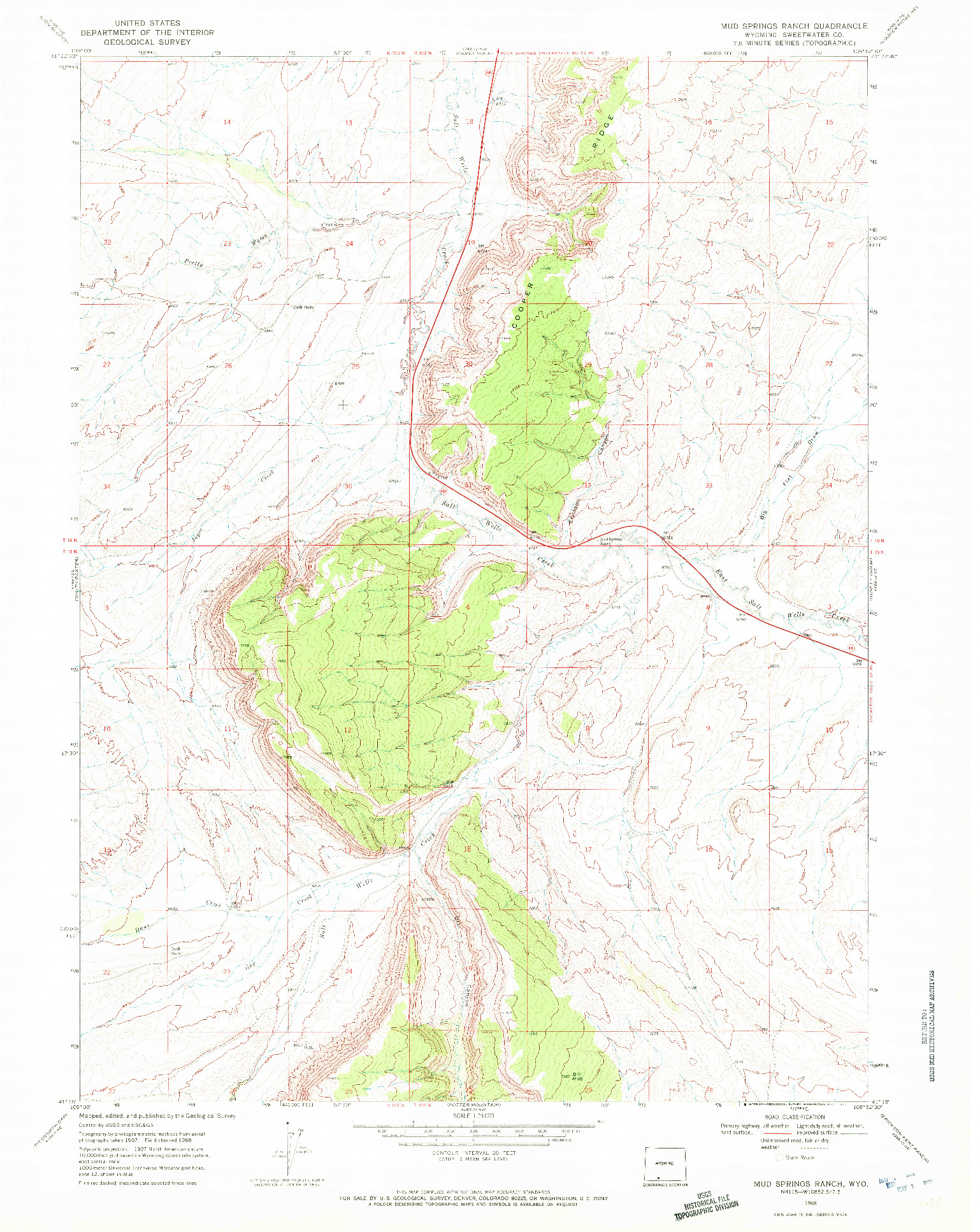 USGS 1:24000-SCALE QUADRANGLE FOR MUD SPRINGS RANCH, WY 1968