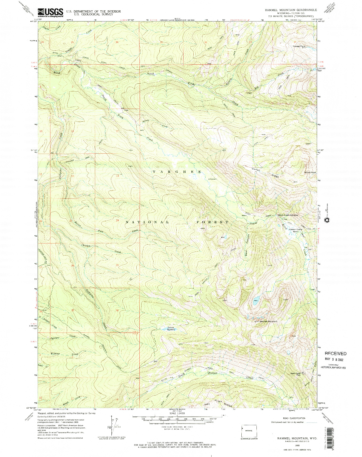 USGS 1:24000-SCALE QUADRANGLE FOR RAMMEL MOUNTAIN, WY 1968