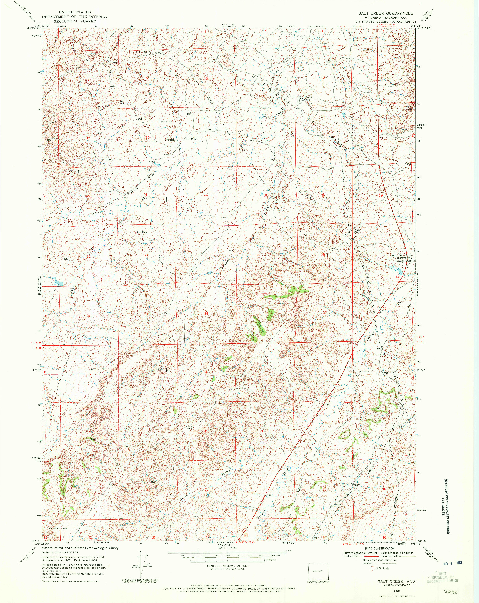 USGS 1:24000-SCALE QUADRANGLE FOR SALT CREEK, WY 1968