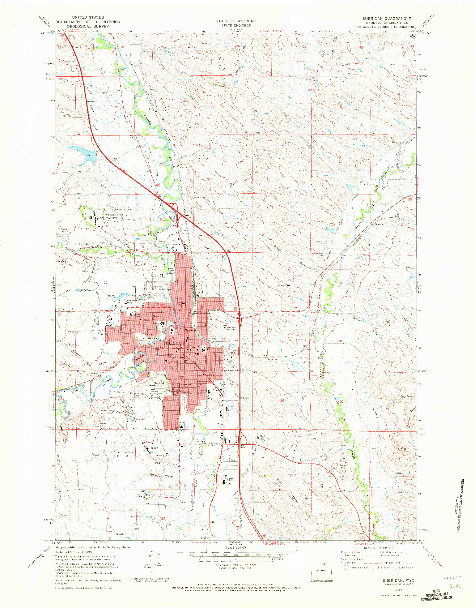 USGS 1:24000-SCALE QUADRANGLE FOR SHERIDAN, WY 1968