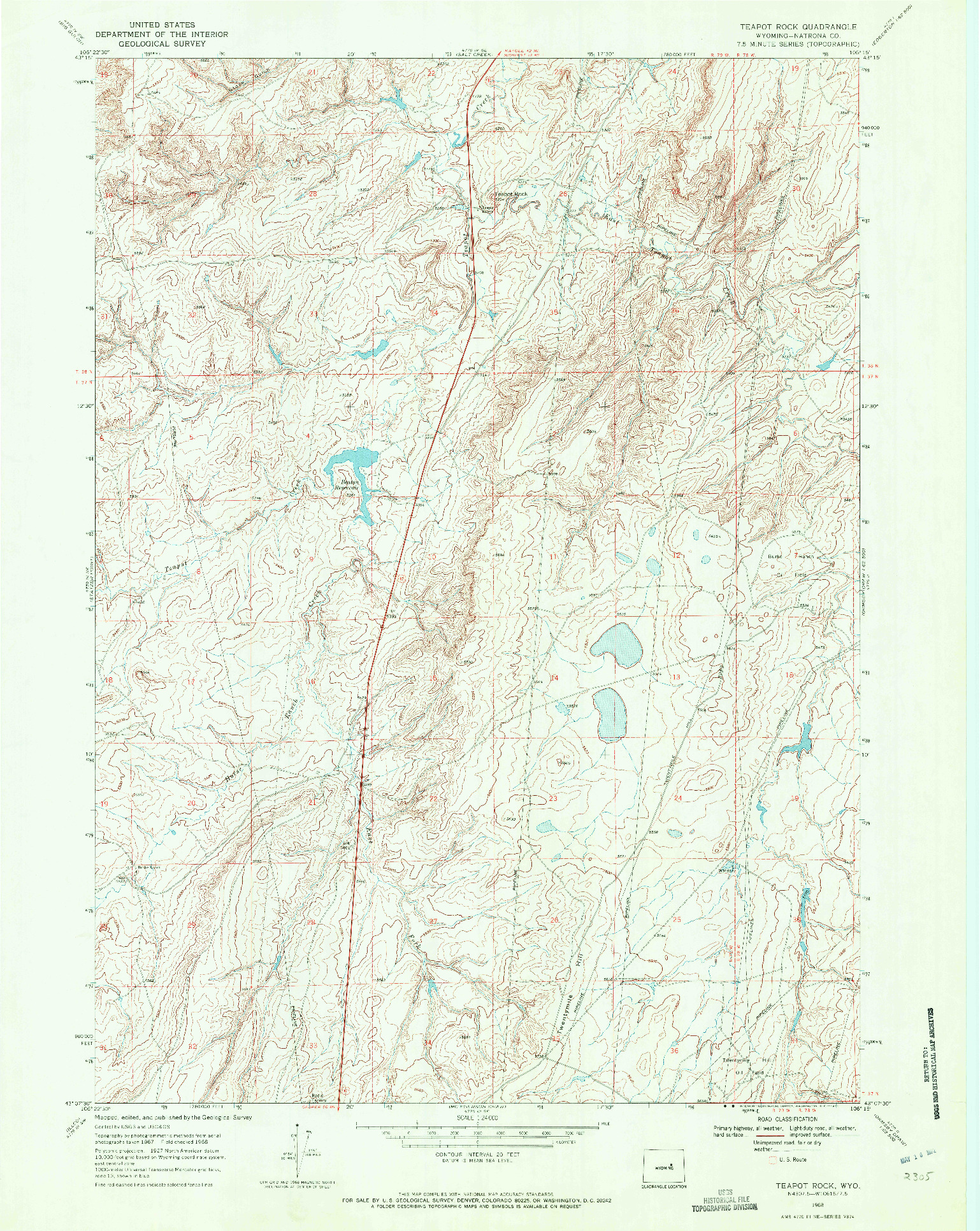 USGS 1:24000-SCALE QUADRANGLE FOR TEAPOT ROCK, WY 1968