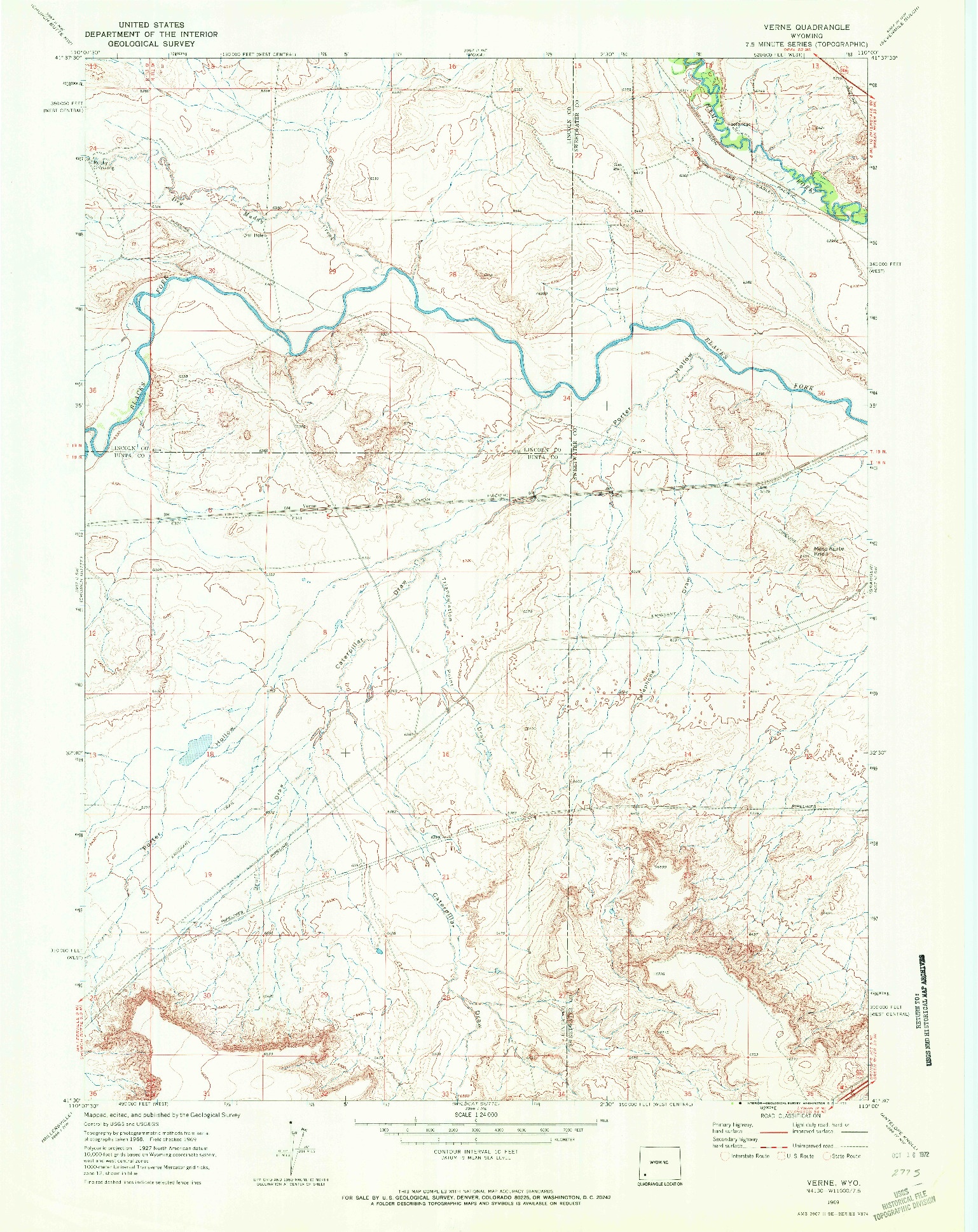 USGS 1:24000-SCALE QUADRANGLE FOR VERNE, WY 1969