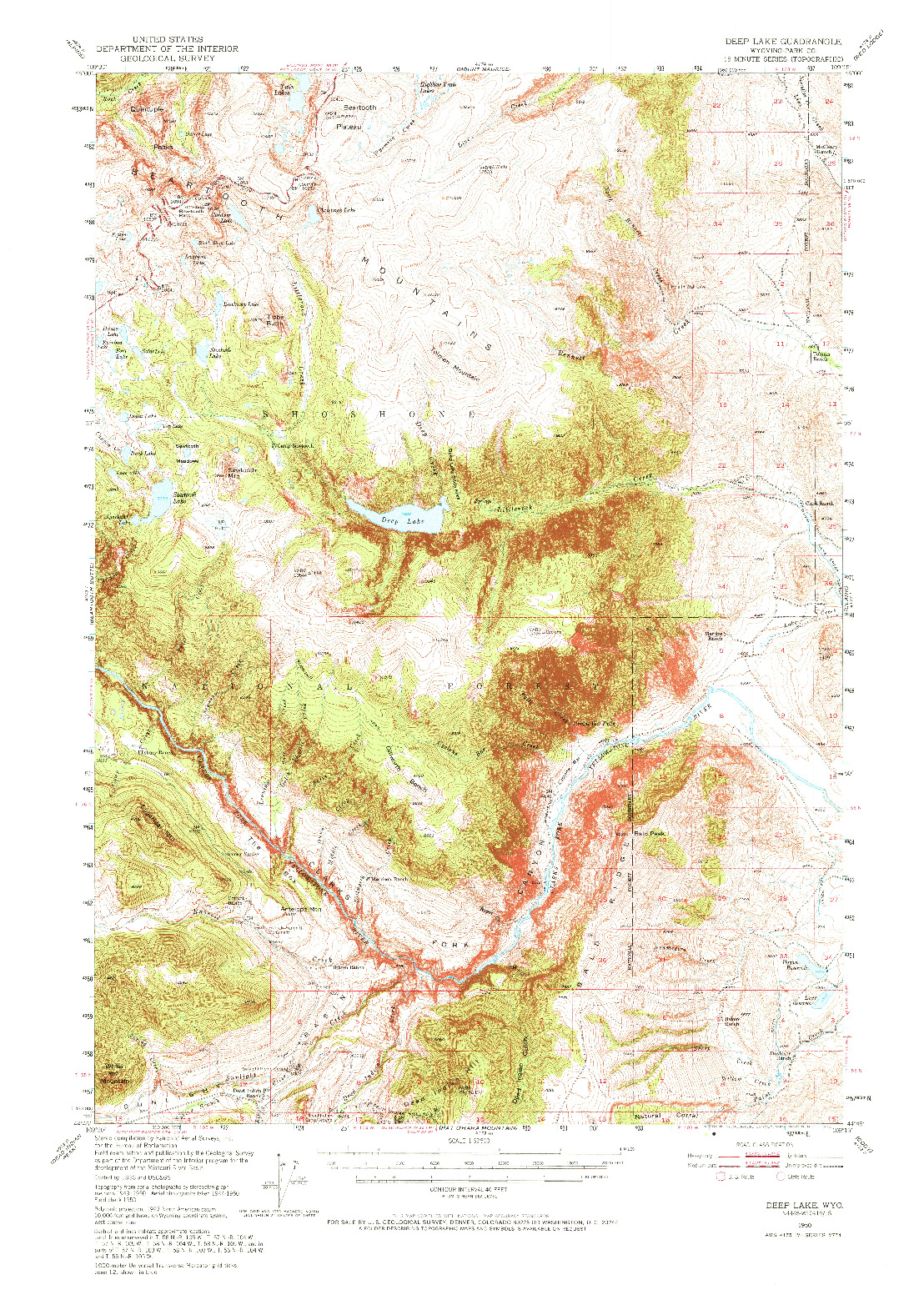 USGS 1:62500-SCALE QUADRANGLE FOR DEEP LAKE, WY 1950