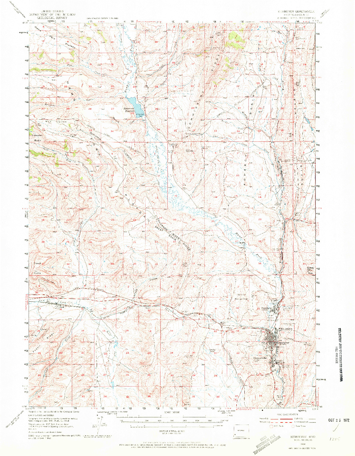 USGS 1:62500-SCALE QUADRANGLE FOR KEMMERER, WY 1954