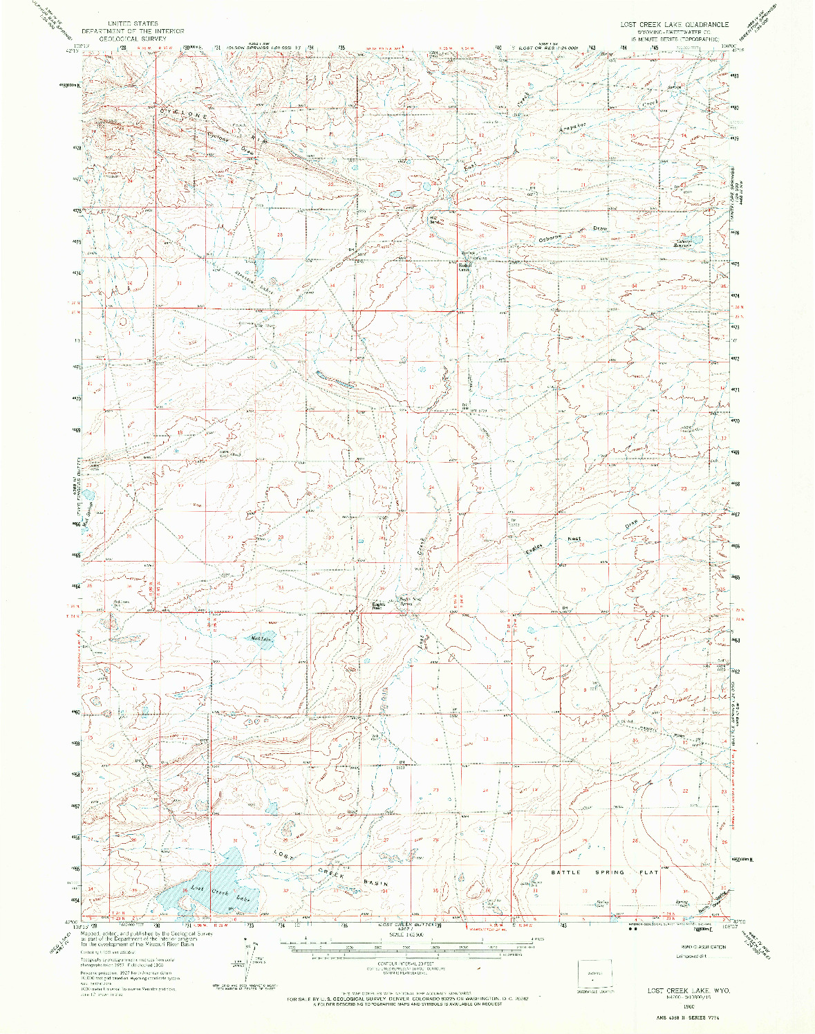 USGS 1:62500-SCALE QUADRANGLE FOR LOST CREEK LAKE, WY 1960