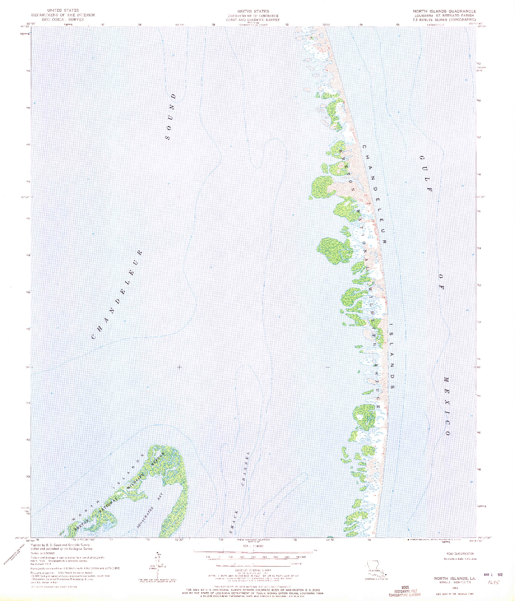 USGS 1:24000-SCALE QUADRANGLE FOR NORTH ISLANDS, LA 1951