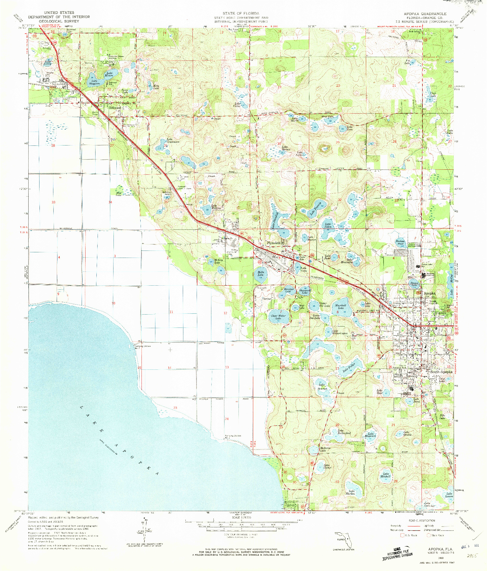 USGS 1:24000-SCALE QUADRANGLE FOR APOPKA, FL 1960