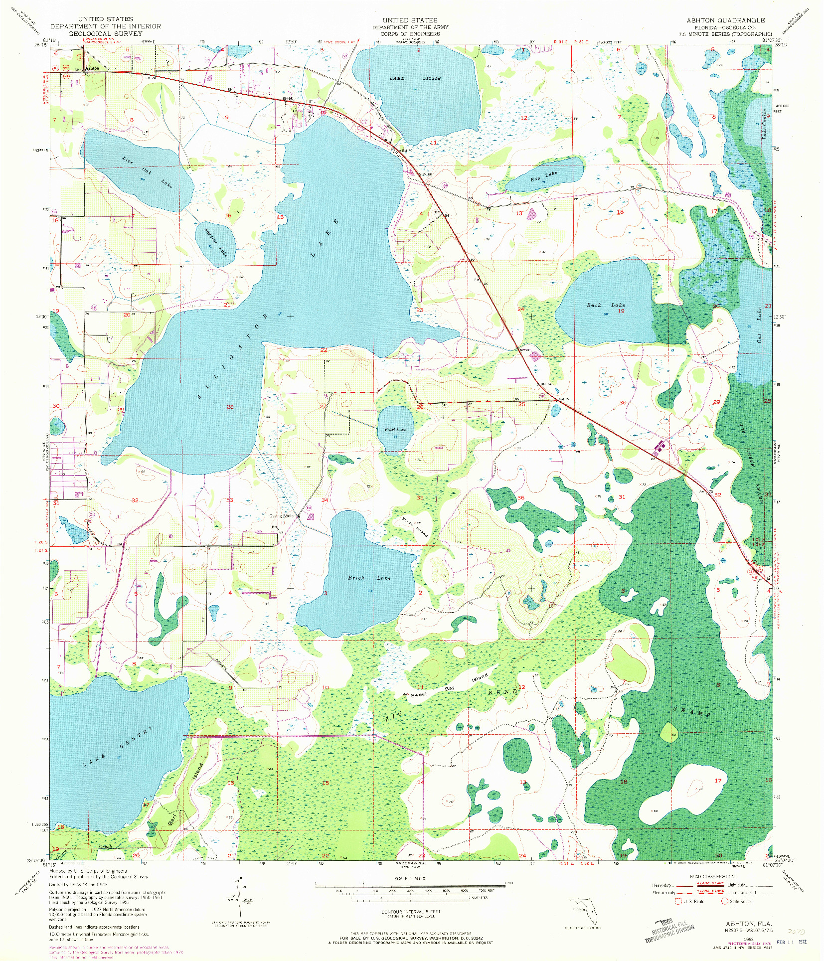 USGS 1:24000-SCALE QUADRANGLE FOR ASHTON, FL 1953
