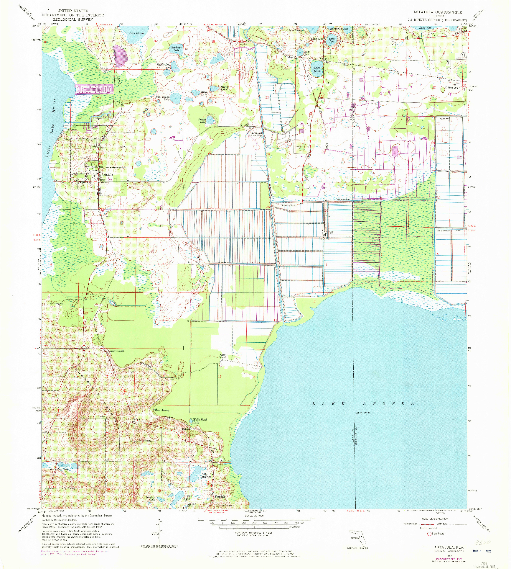 USGS 1:24000-SCALE QUADRANGLE FOR ASTATULA, FL 1962