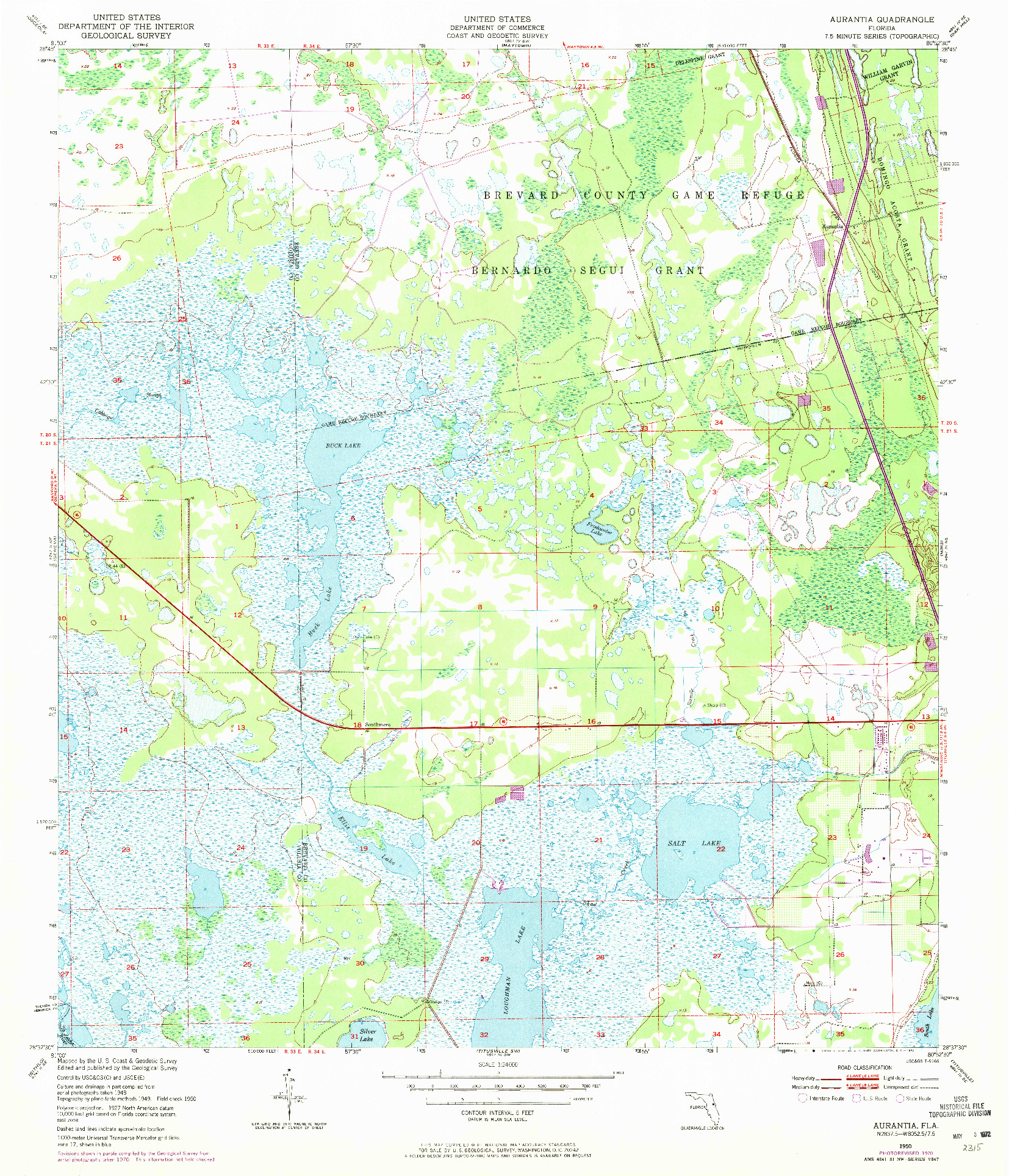 USGS 1:24000-SCALE QUADRANGLE FOR AURANTIA, FL 1950