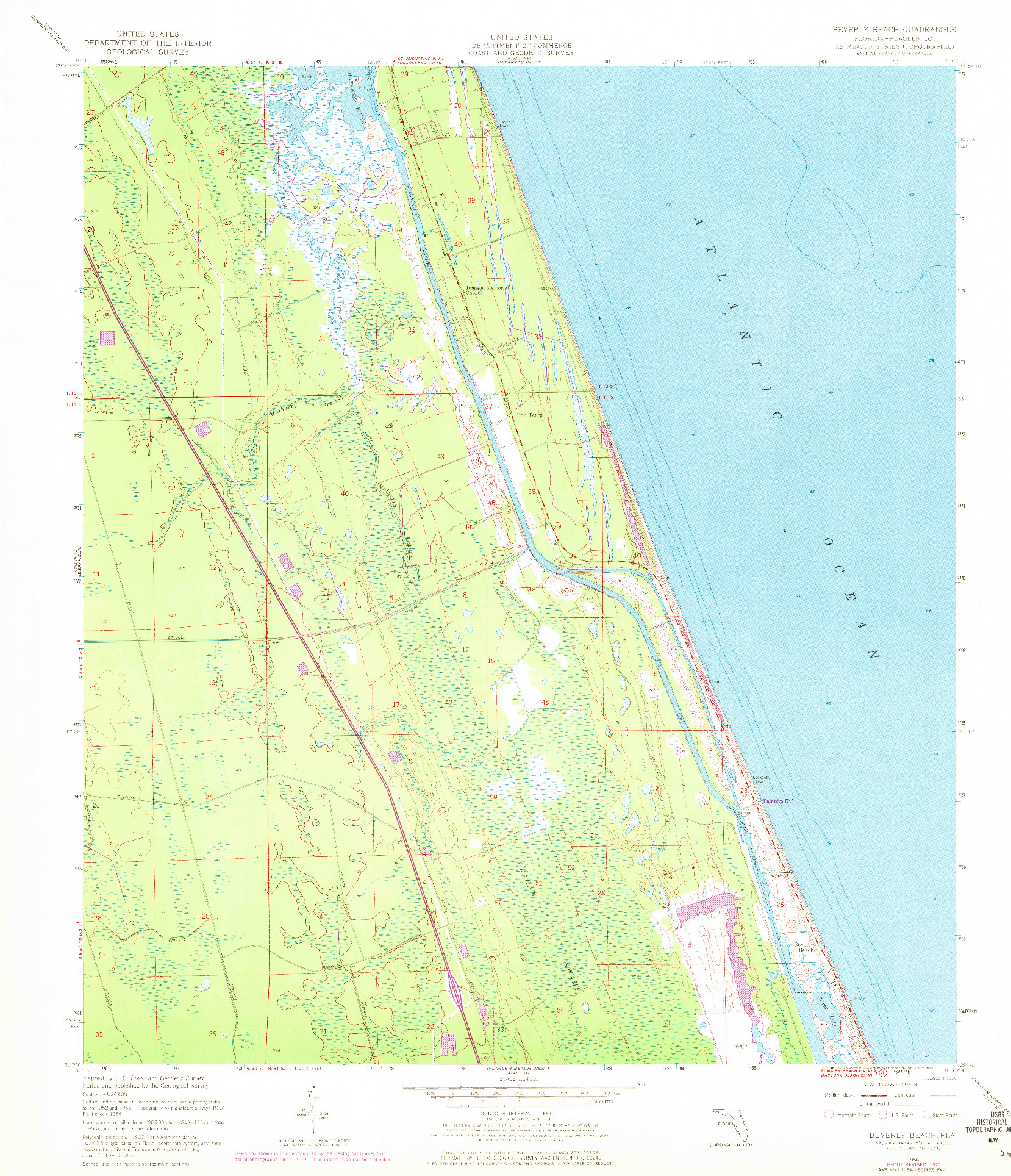 USGS 1:24000-SCALE QUADRANGLE FOR BEVERLY BEACH, FL 1956