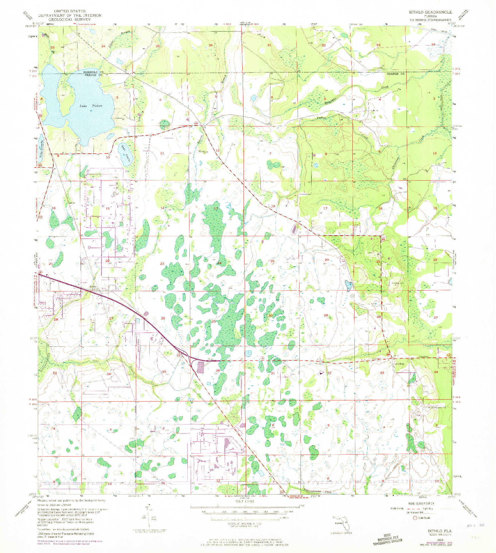 USGS 1:24000-SCALE QUADRANGLE FOR BITHLO, FL 1953