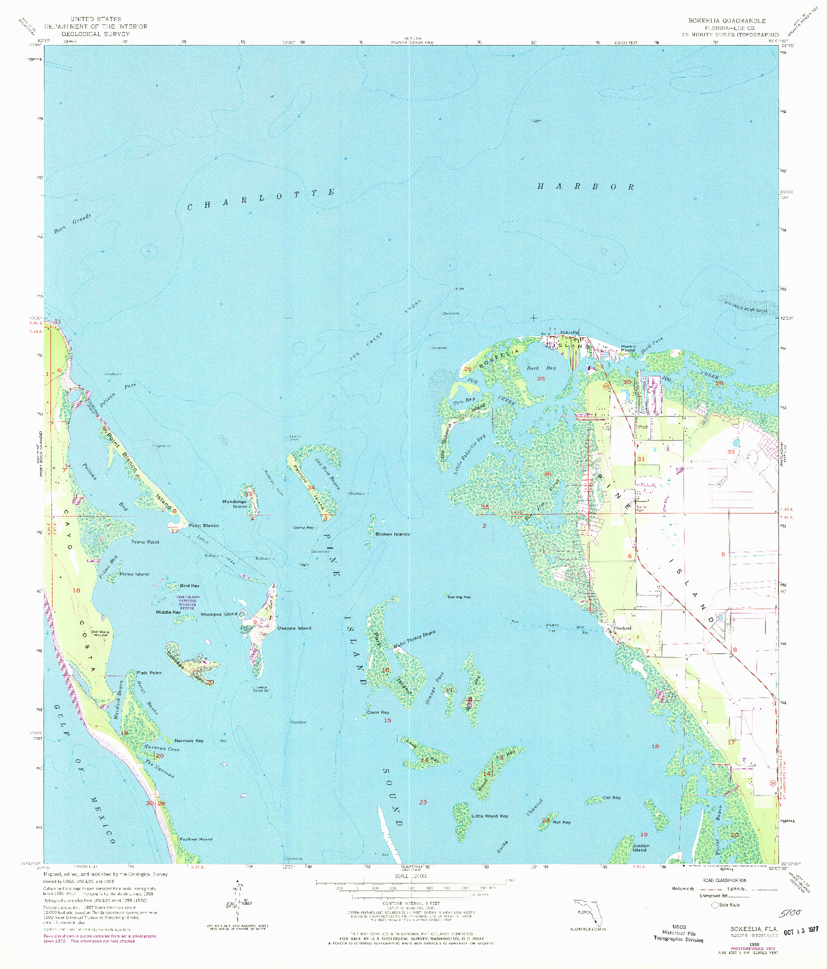 USGS 1:24000-SCALE QUADRANGLE FOR BOKEELIA, FL 1958