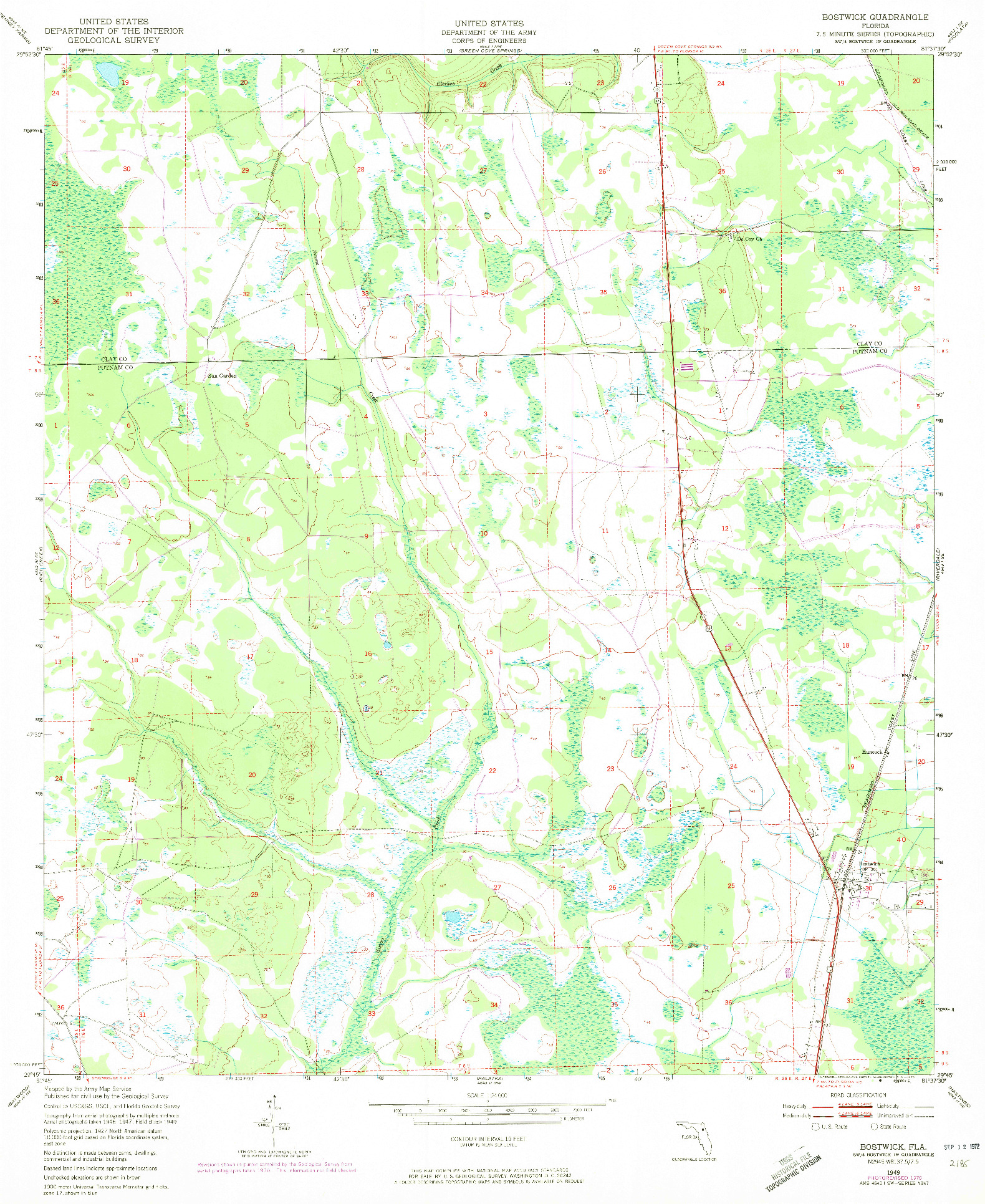 USGS 1:24000-SCALE QUADRANGLE FOR BOSTWICK, FL 1949
