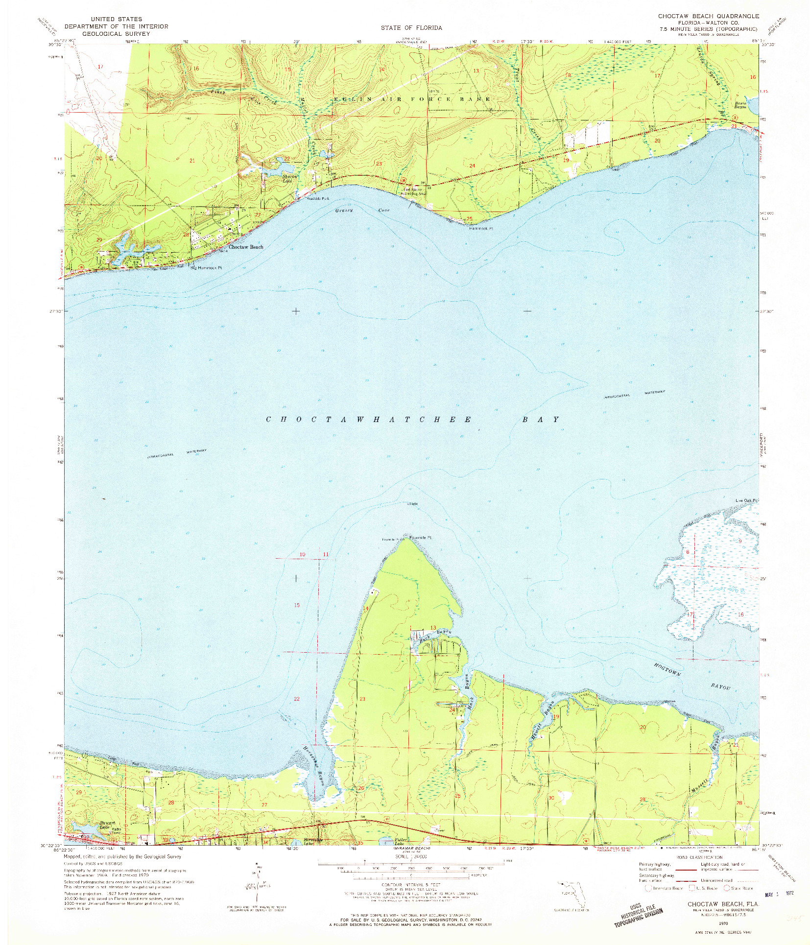 USGS 1:24000-SCALE QUADRANGLE FOR CHOCTAW BEACH, FL 1970