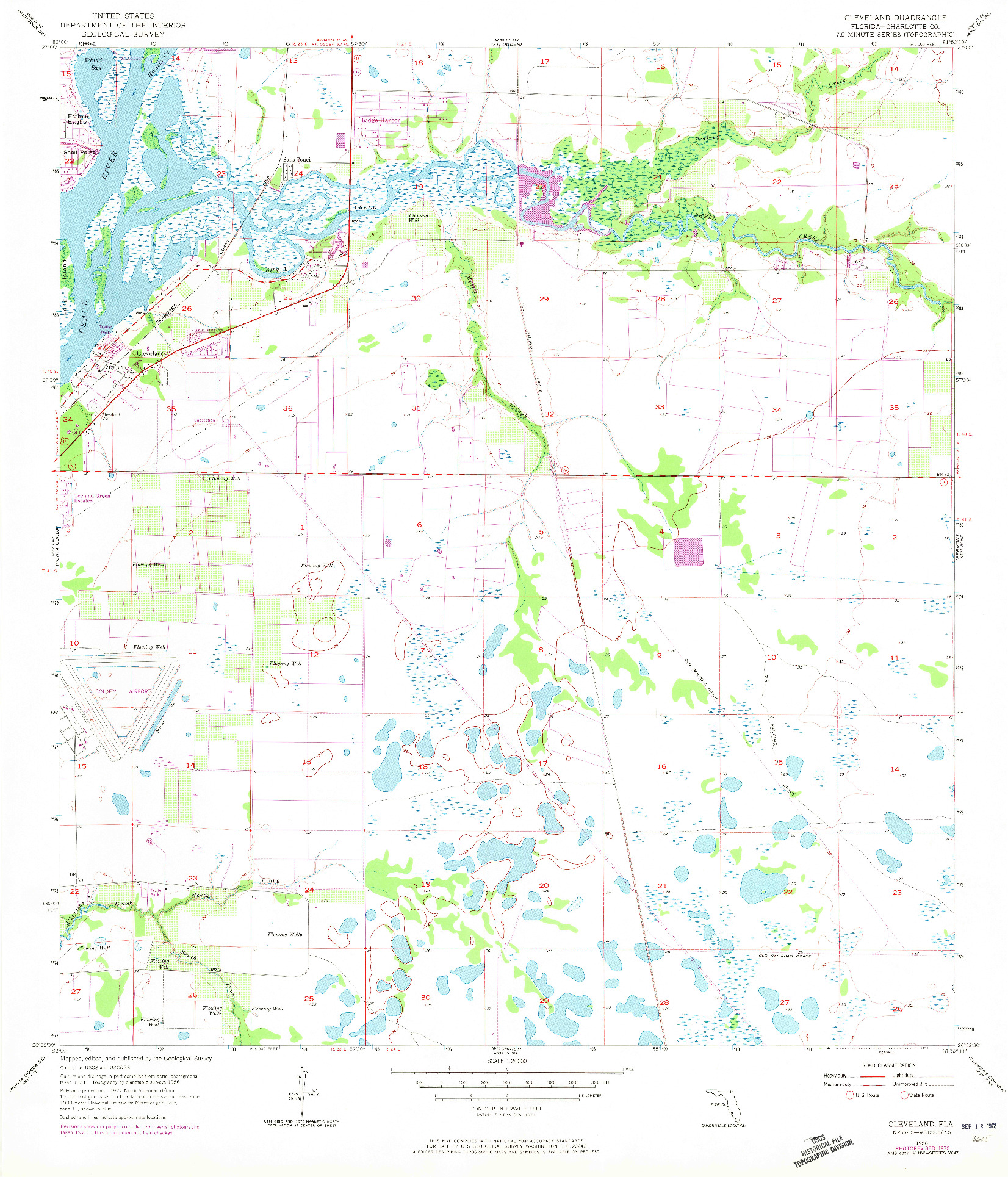 USGS 1:24000-SCALE QUADRANGLE FOR CLEVELAND, FL 1956