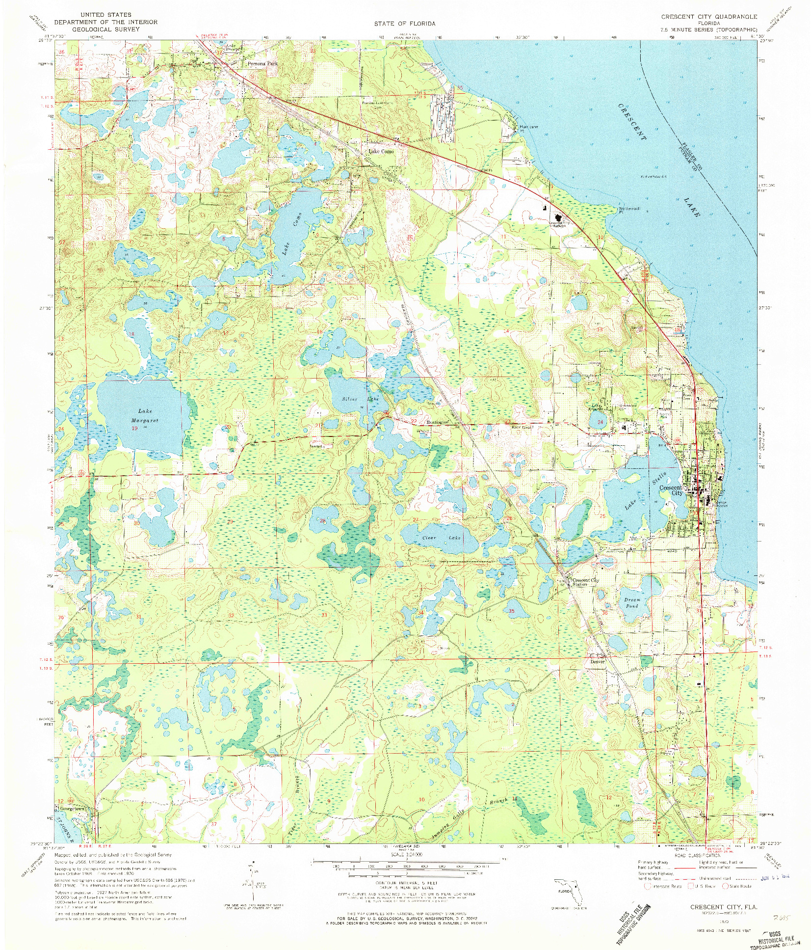 USGS 1:24000-SCALE QUADRANGLE FOR CRESCENT CITY, FL 1970