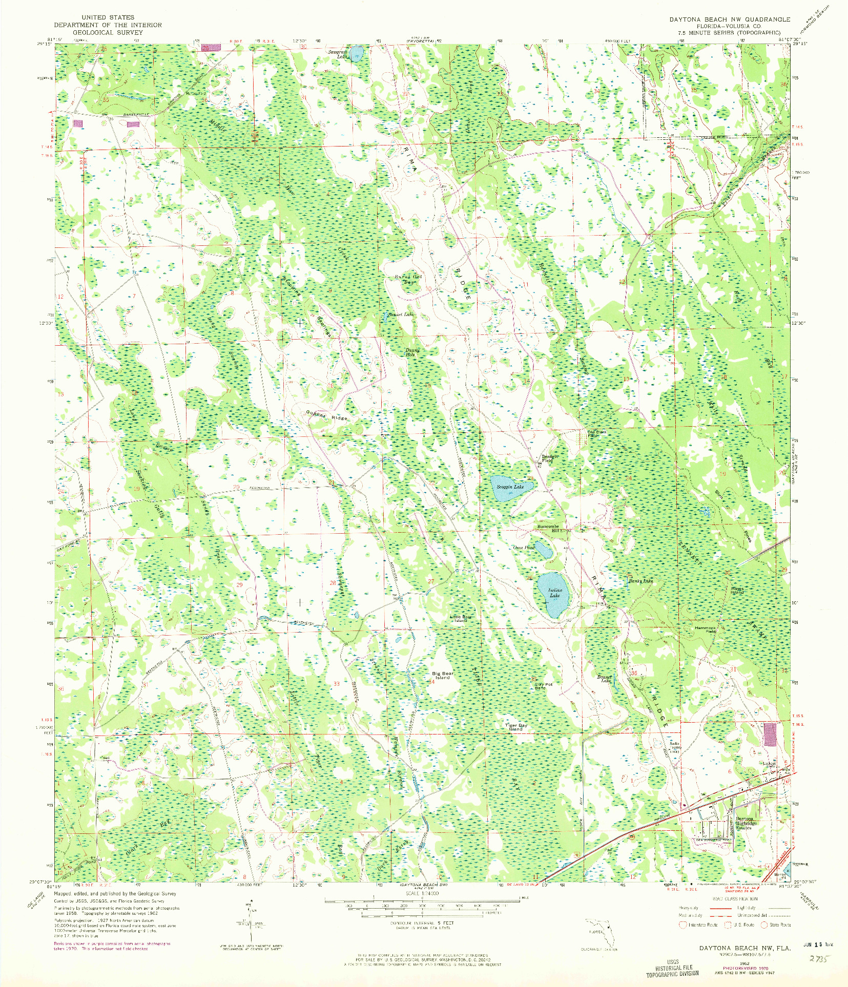 USGS 1:24000-SCALE QUADRANGLE FOR DAYTONA BEACH NW, FL 1962