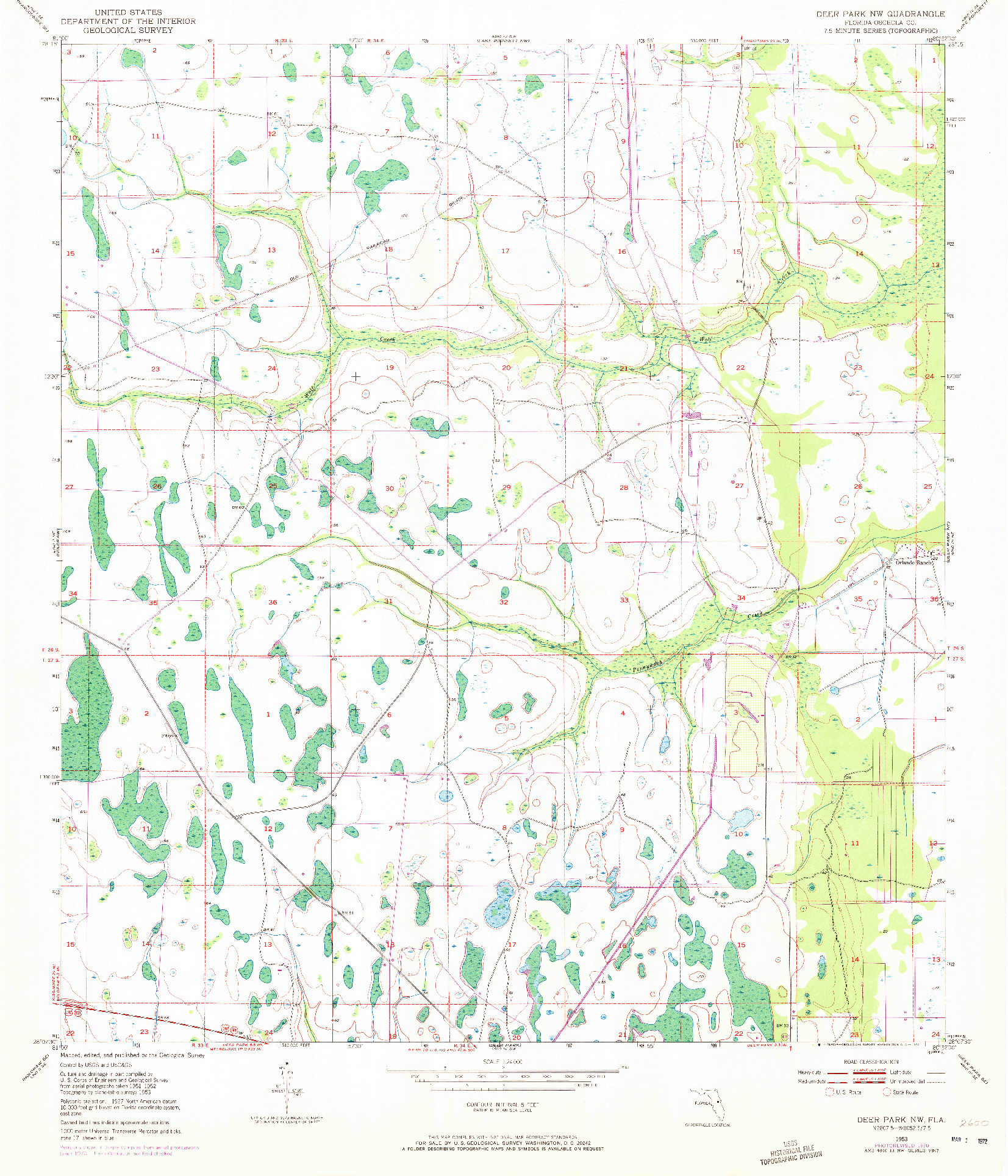 USGS 1:24000-SCALE QUADRANGLE FOR DEER PARK NW, FL 1953