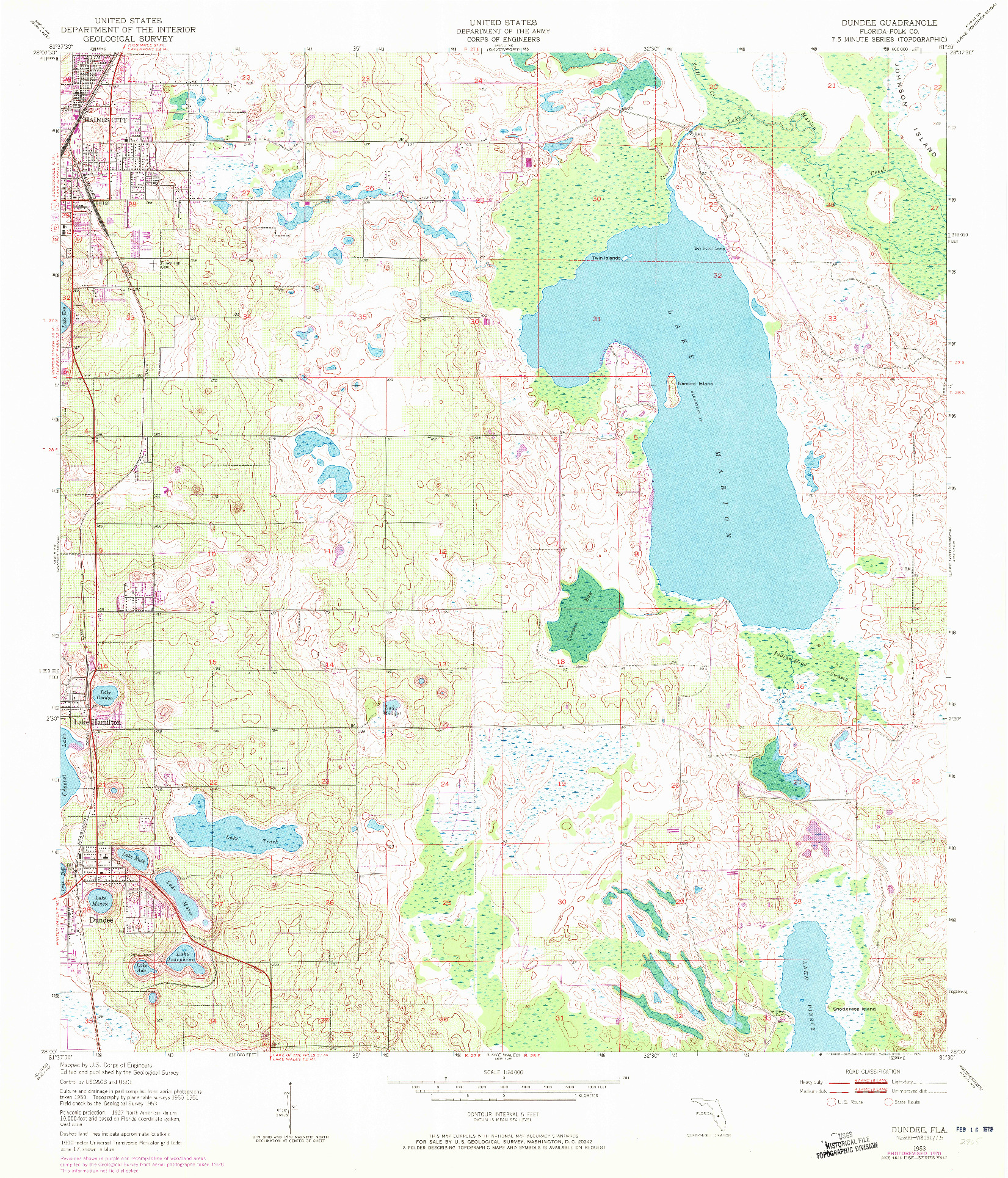 USGS 1:24000-SCALE QUADRANGLE FOR DUNDEE, FL 1953