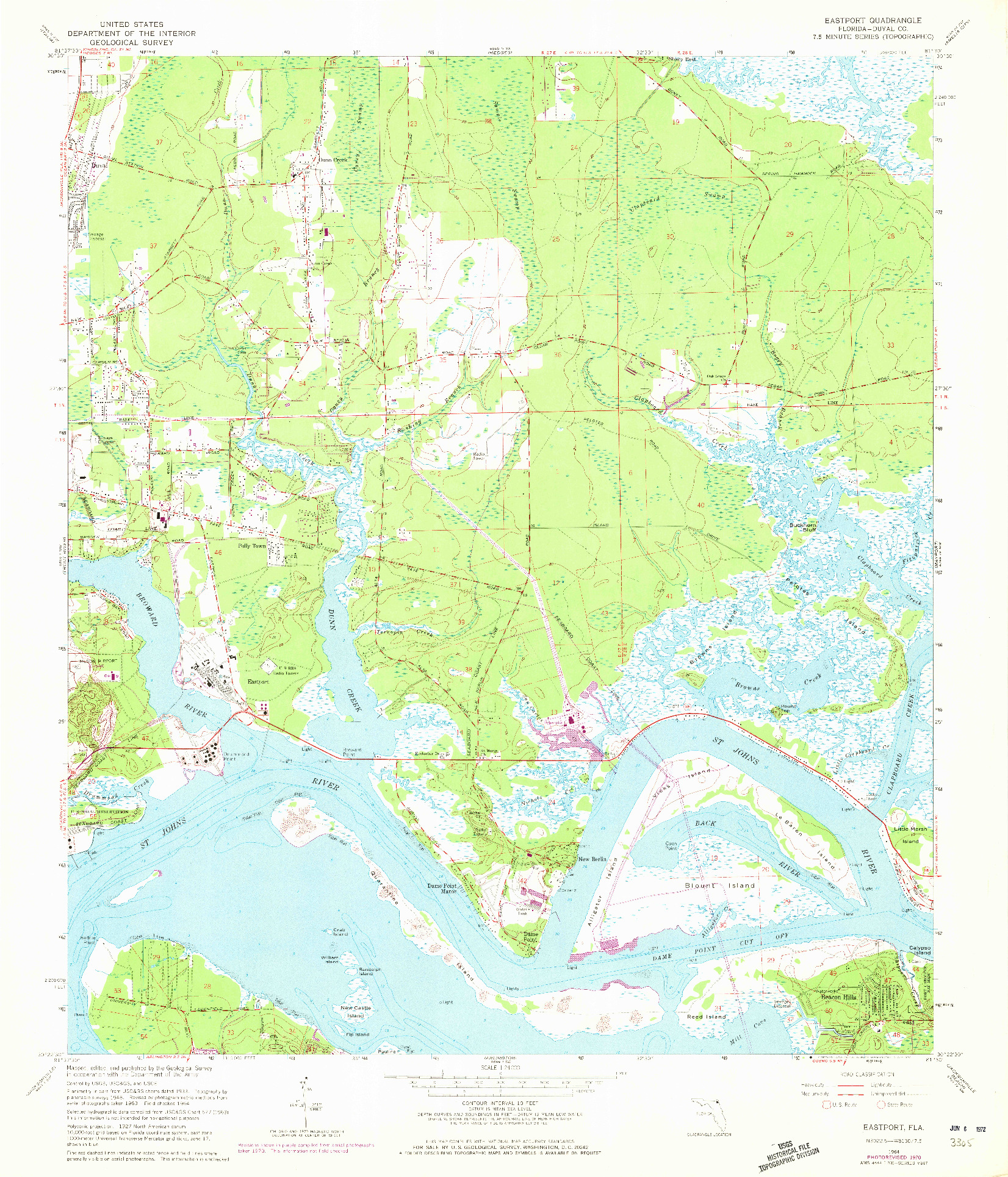 USGS 1:24000-SCALE QUADRANGLE FOR EASTPORT, FL 1964