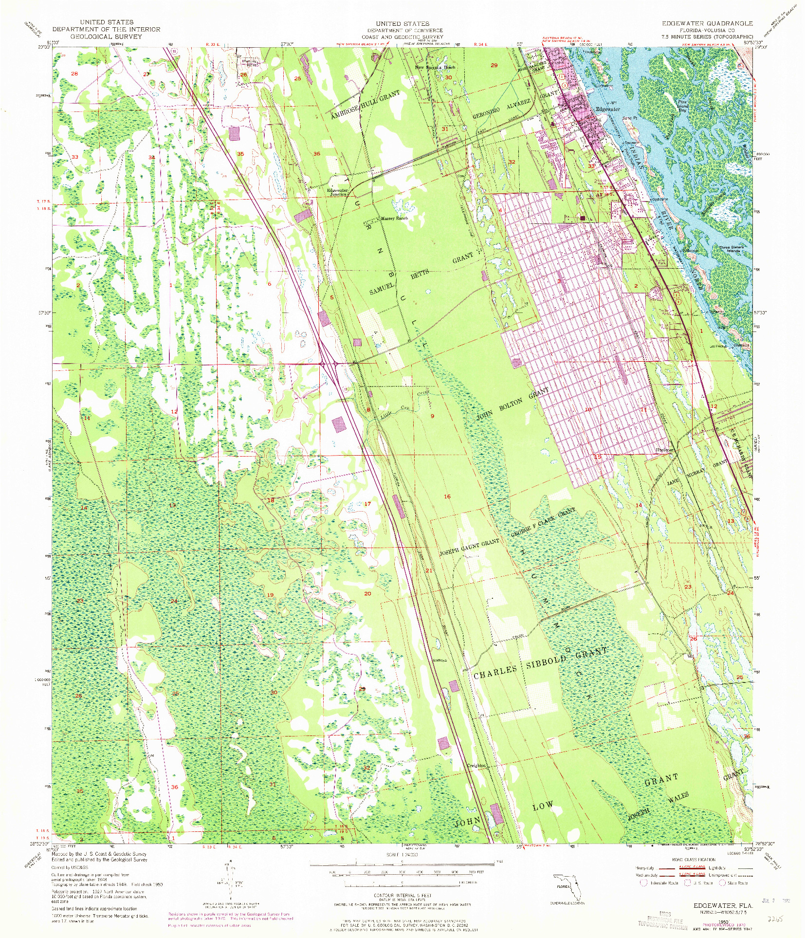 USGS 1:24000-SCALE QUADRANGLE FOR EDGEWATER, FL 1950