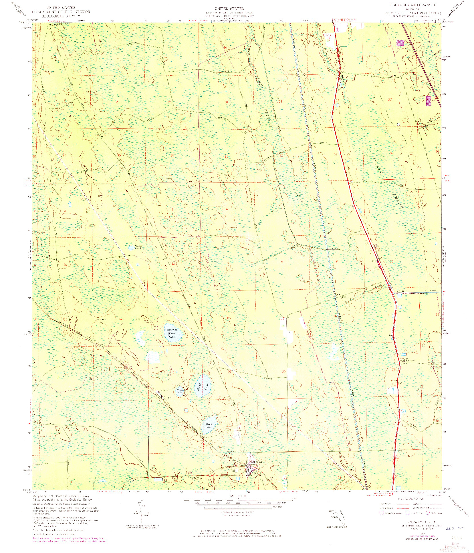 USGS 1:24000-SCALE QUADRANGLE FOR ESPANOLA, FL 1957