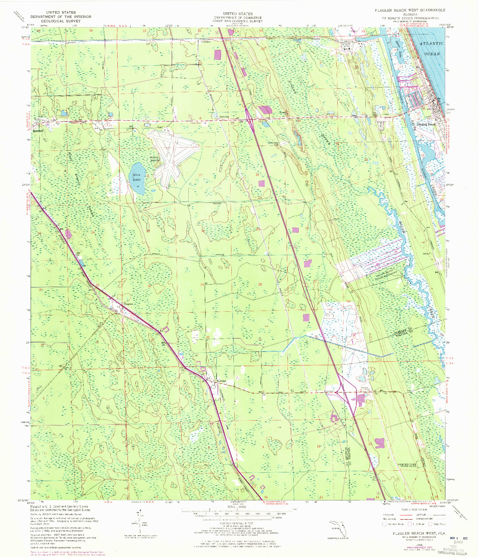 USGS 1:24000-SCALE QUADRANGLE FOR FLAGLER BEACH WEST, FL 1956