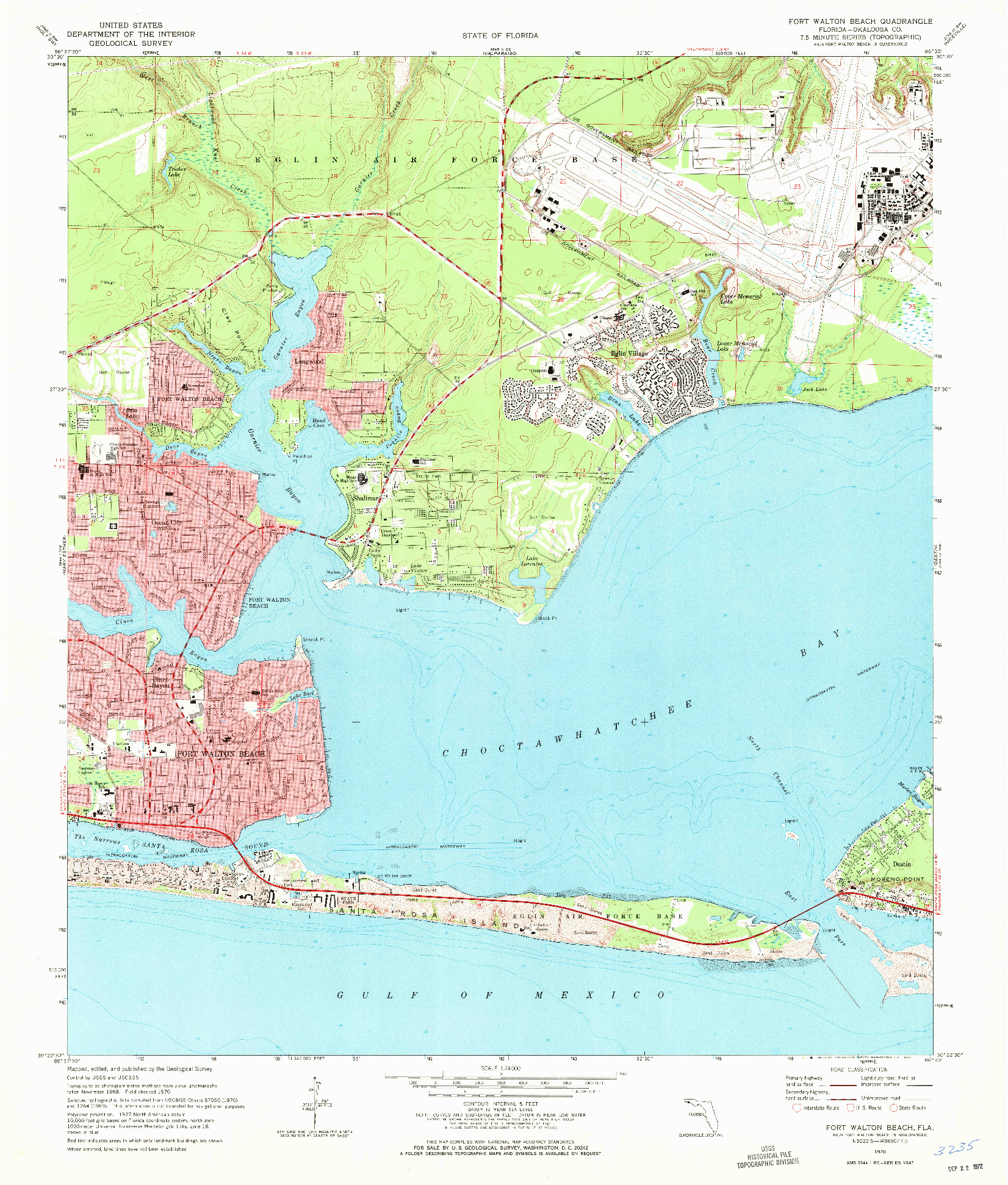 USGS 1:24000-SCALE QUADRANGLE FOR FORT WALTON BEACH, FL 1970