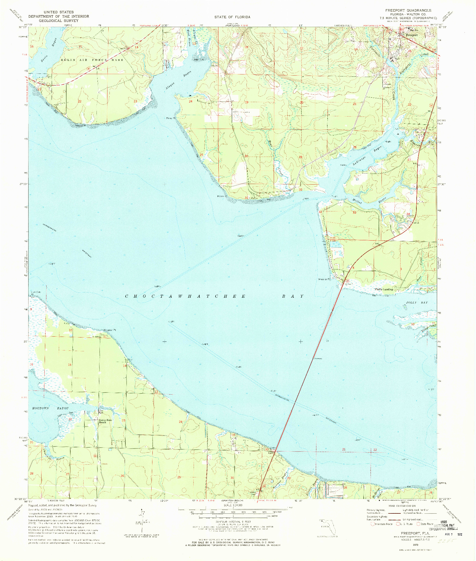 USGS 1:24000-SCALE QUADRANGLE FOR FREEPORT, FL 1970