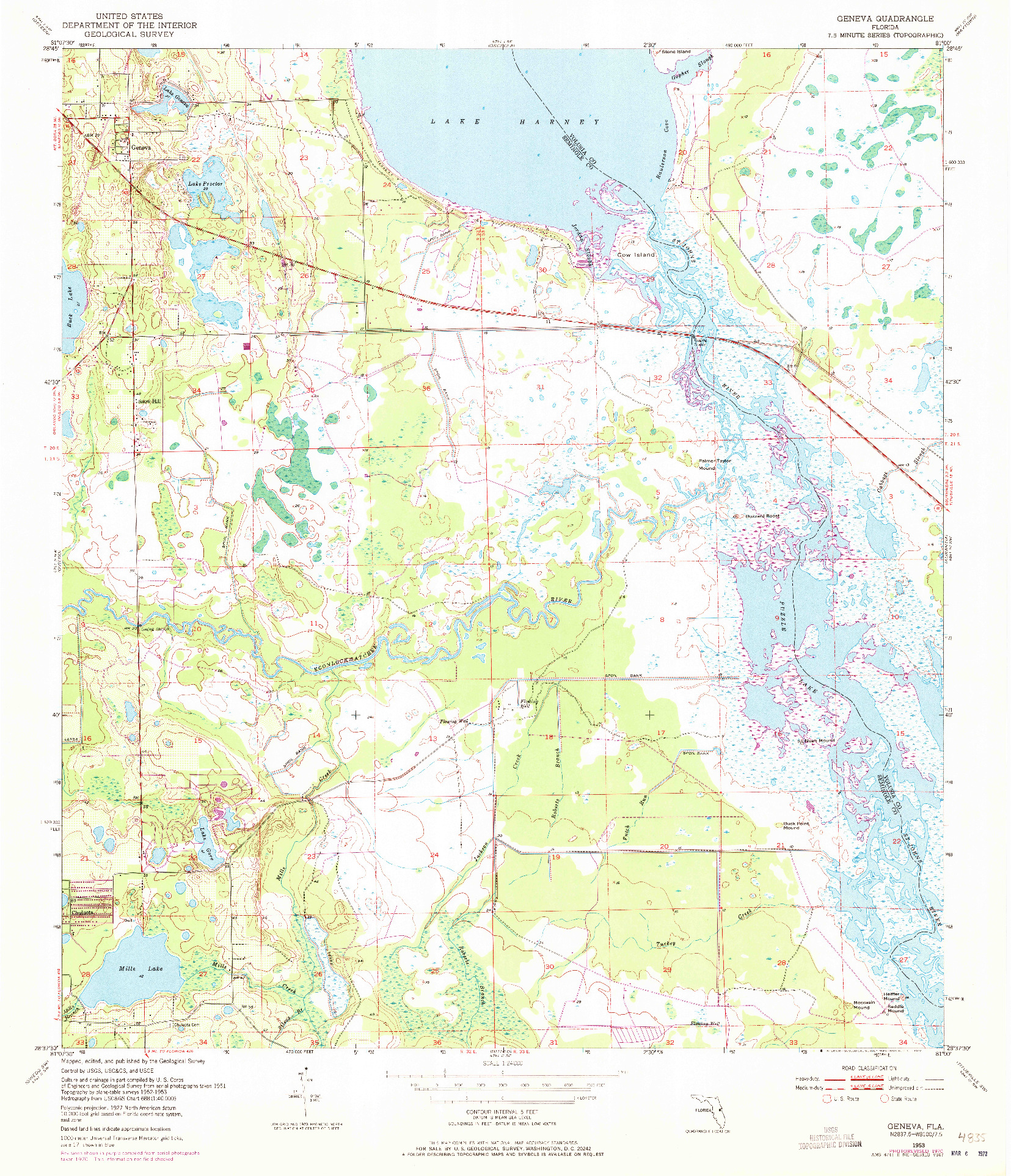 USGS 1:24000-SCALE QUADRANGLE FOR GENEVA, FL 1953