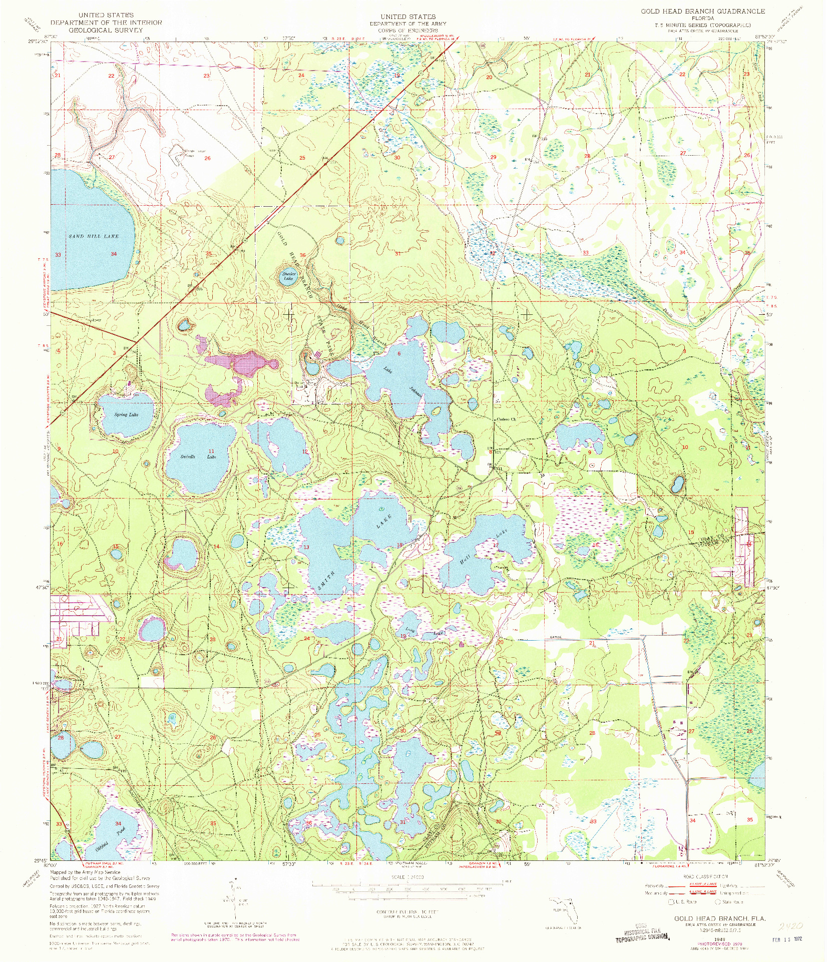 USGS 1:24000-SCALE QUADRANGLE FOR GOLD HEAD BRANCH, FL 1949