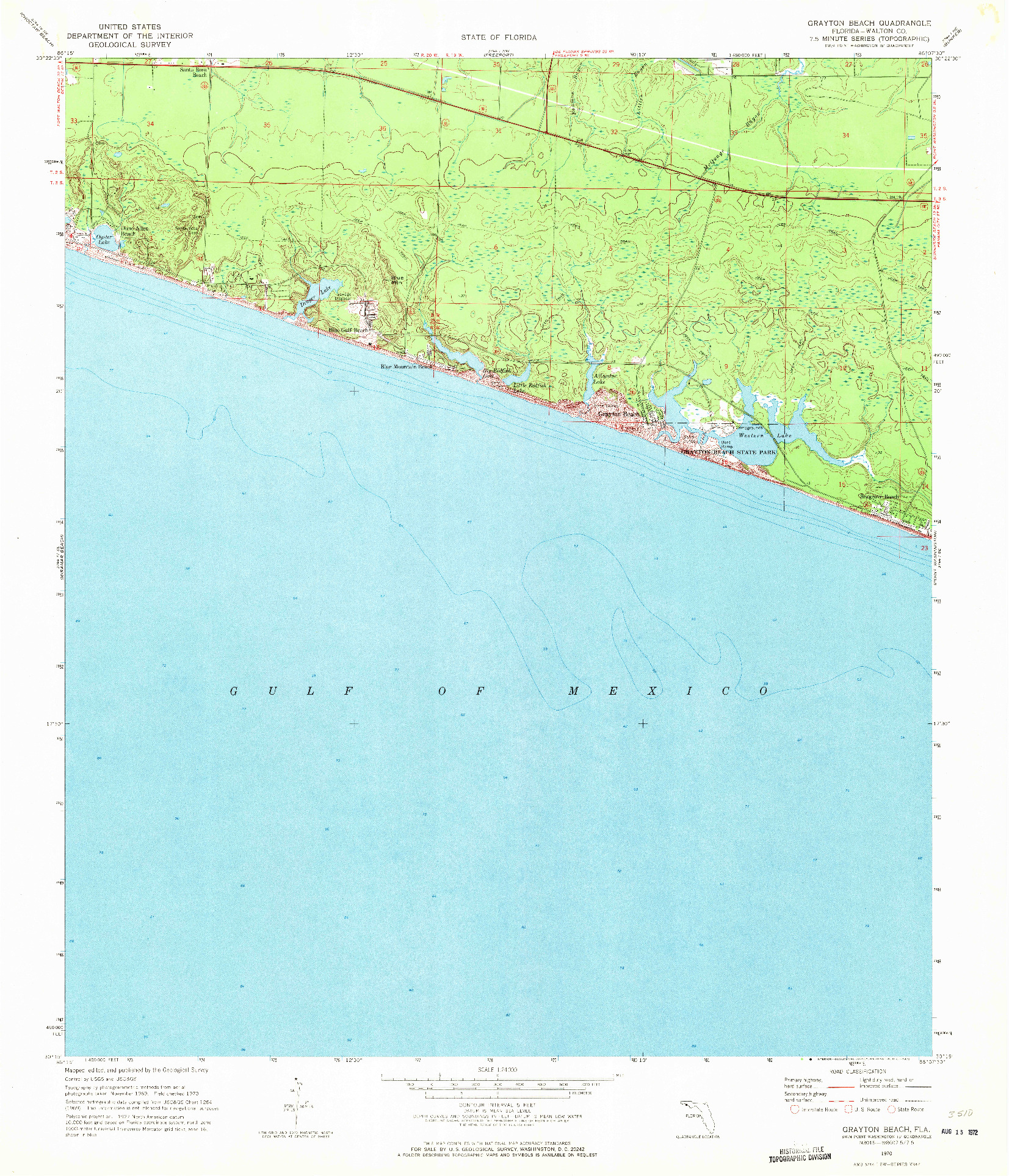 USGS 1:24000-SCALE QUADRANGLE FOR GRAYTON BEACH, FL 1970