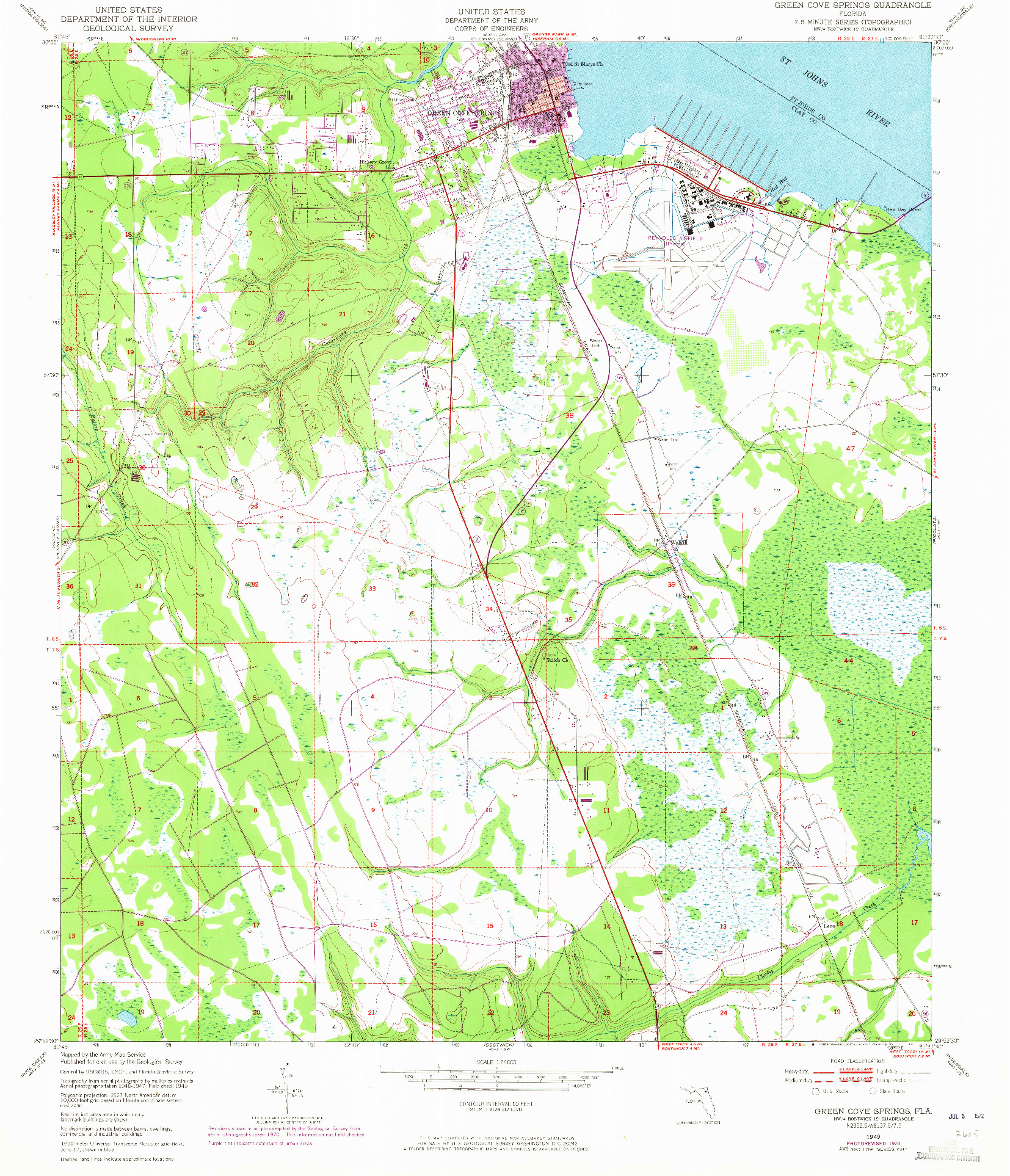 USGS 1:24000-SCALE QUADRANGLE FOR GREEN COVE SPRINGS, FL 1949