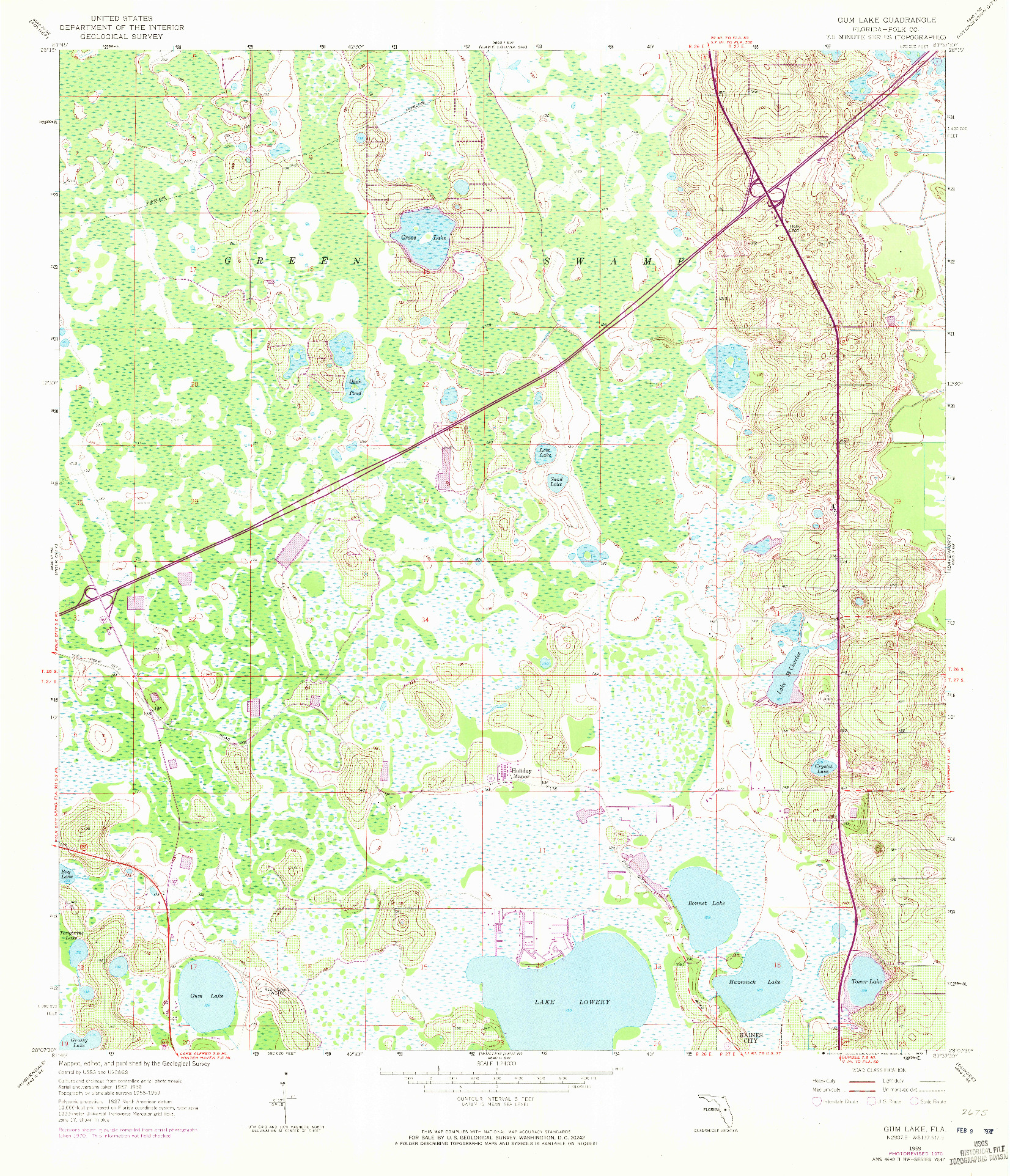 USGS 1:24000-SCALE QUADRANGLE FOR GUM LAKE, FL 1959