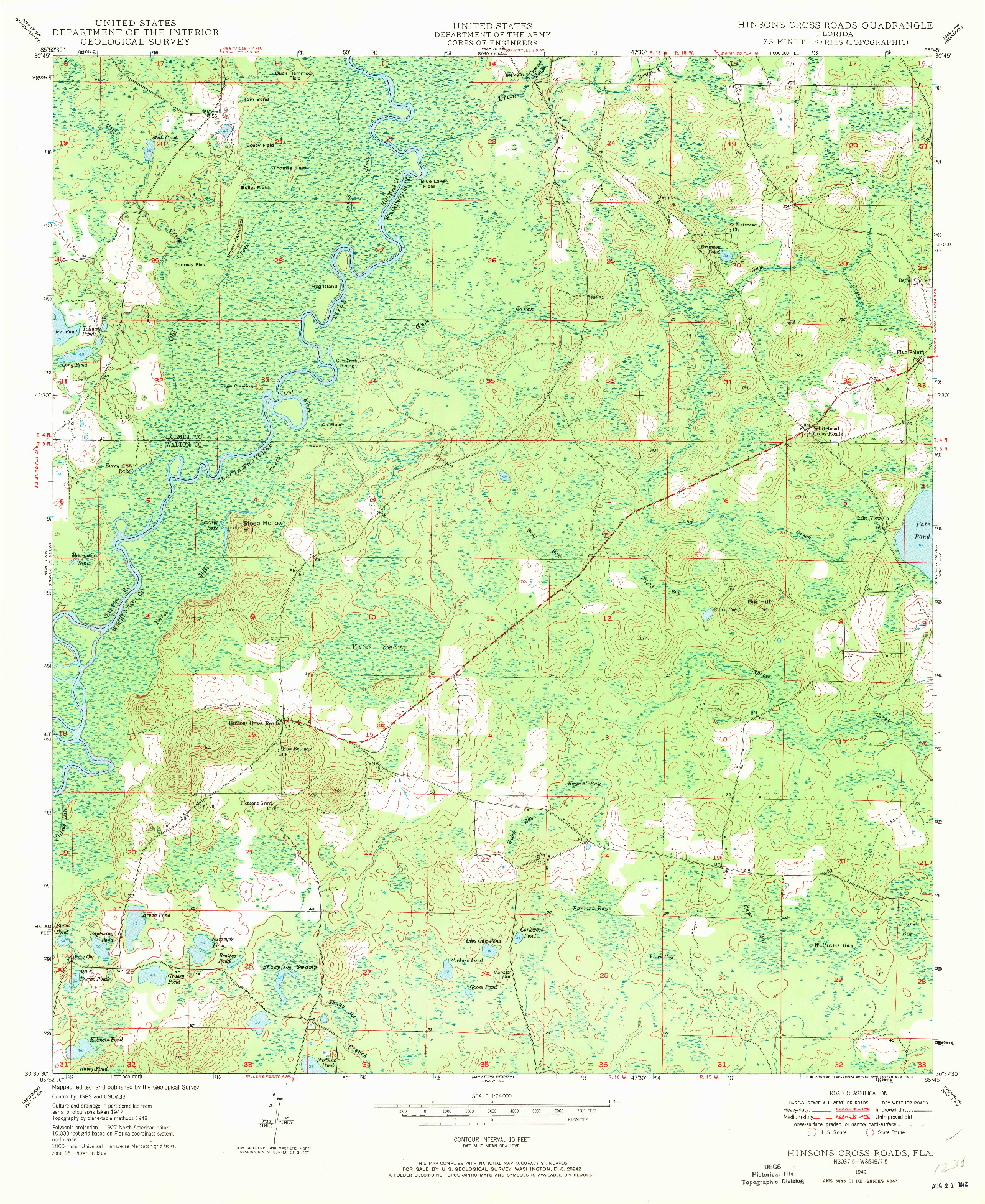 USGS 1:24000-SCALE QUADRANGLE FOR HINSONS CROSS ROADS, FL 1949