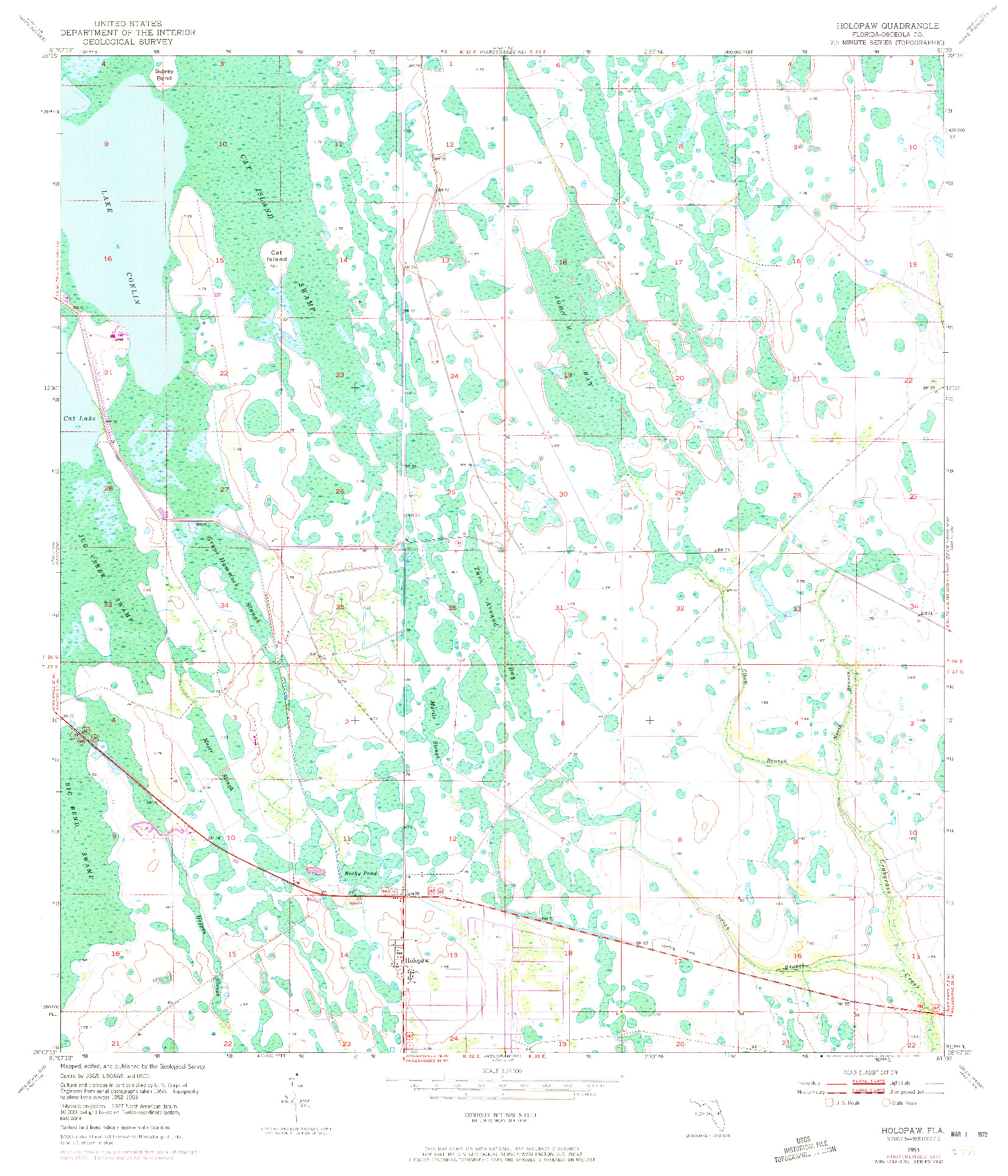 USGS 1:24000-SCALE QUADRANGLE FOR HOLOPAW, FL 1953