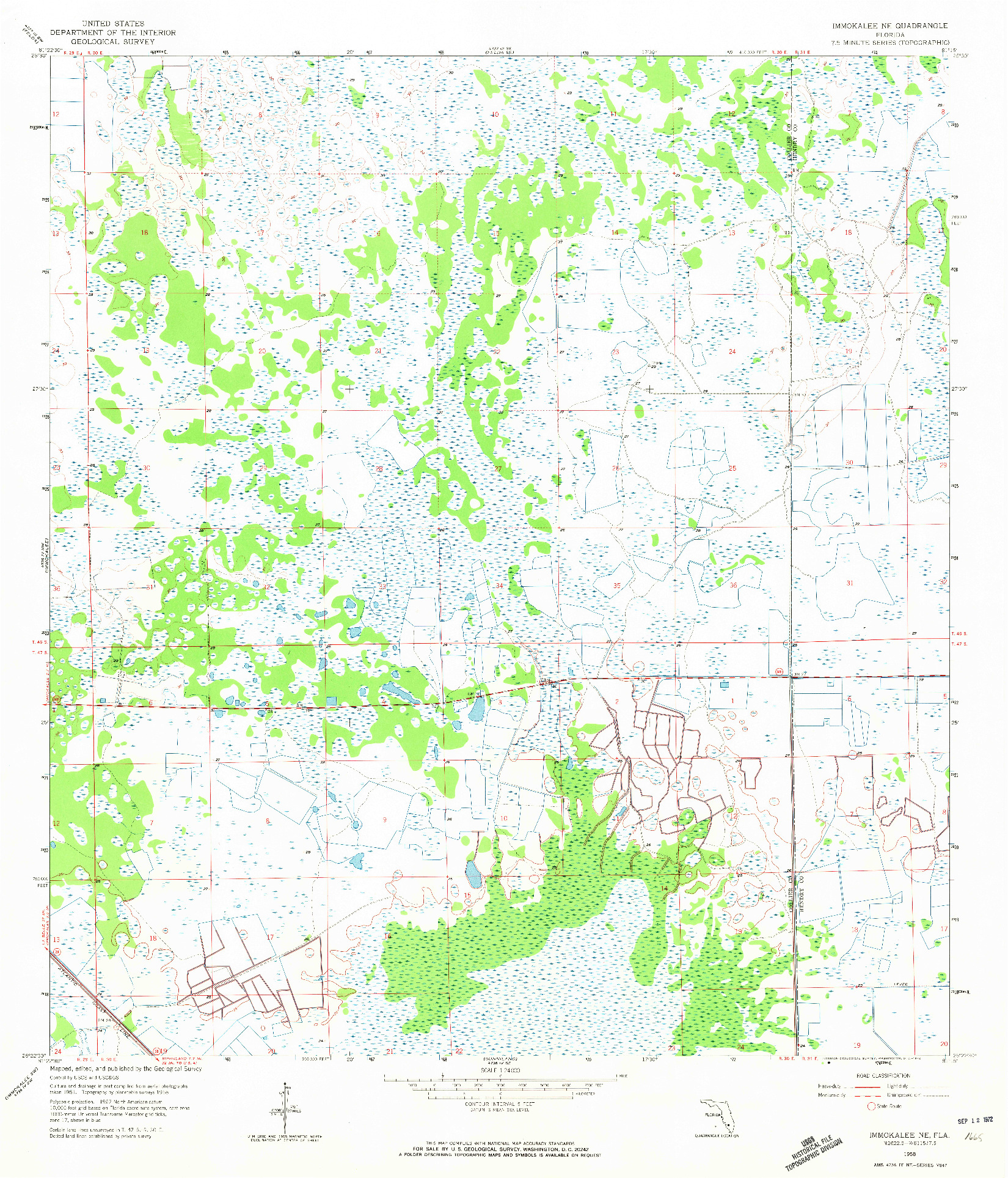 USGS 1:24000-SCALE QUADRANGLE FOR IMMOKALEE NE, FL 1958