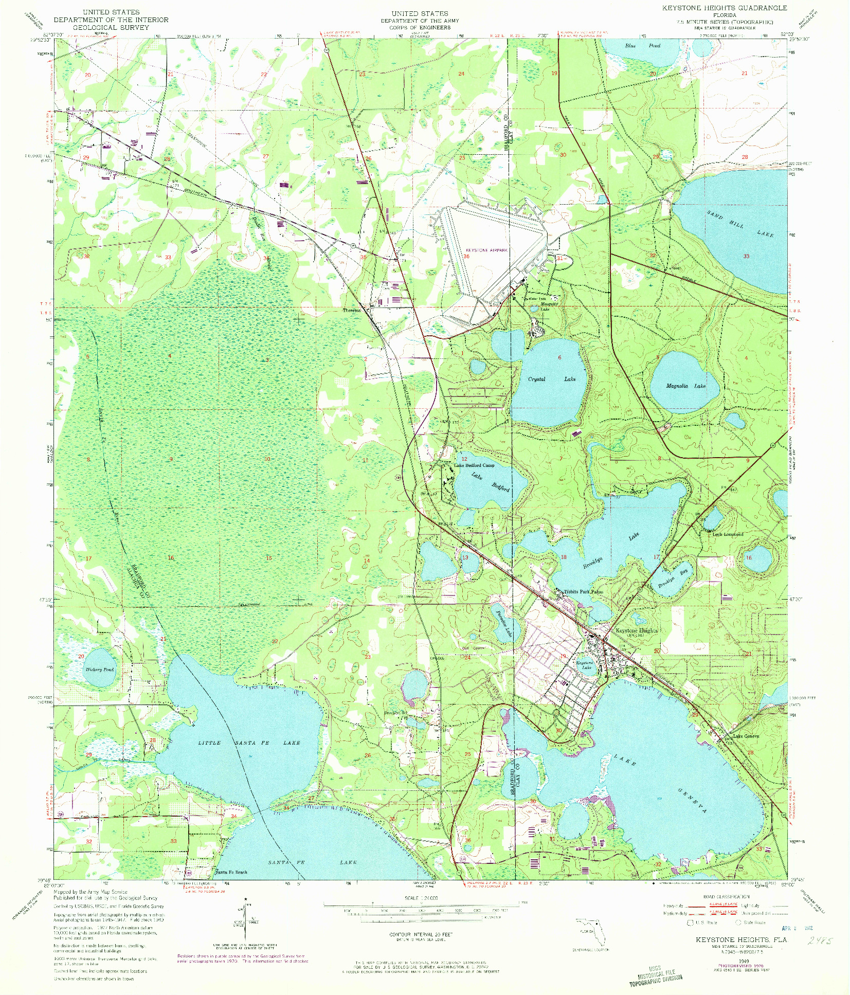USGS 1:24000-SCALE QUADRANGLE FOR KEYSTONE HEIGHTS, FL 1949
