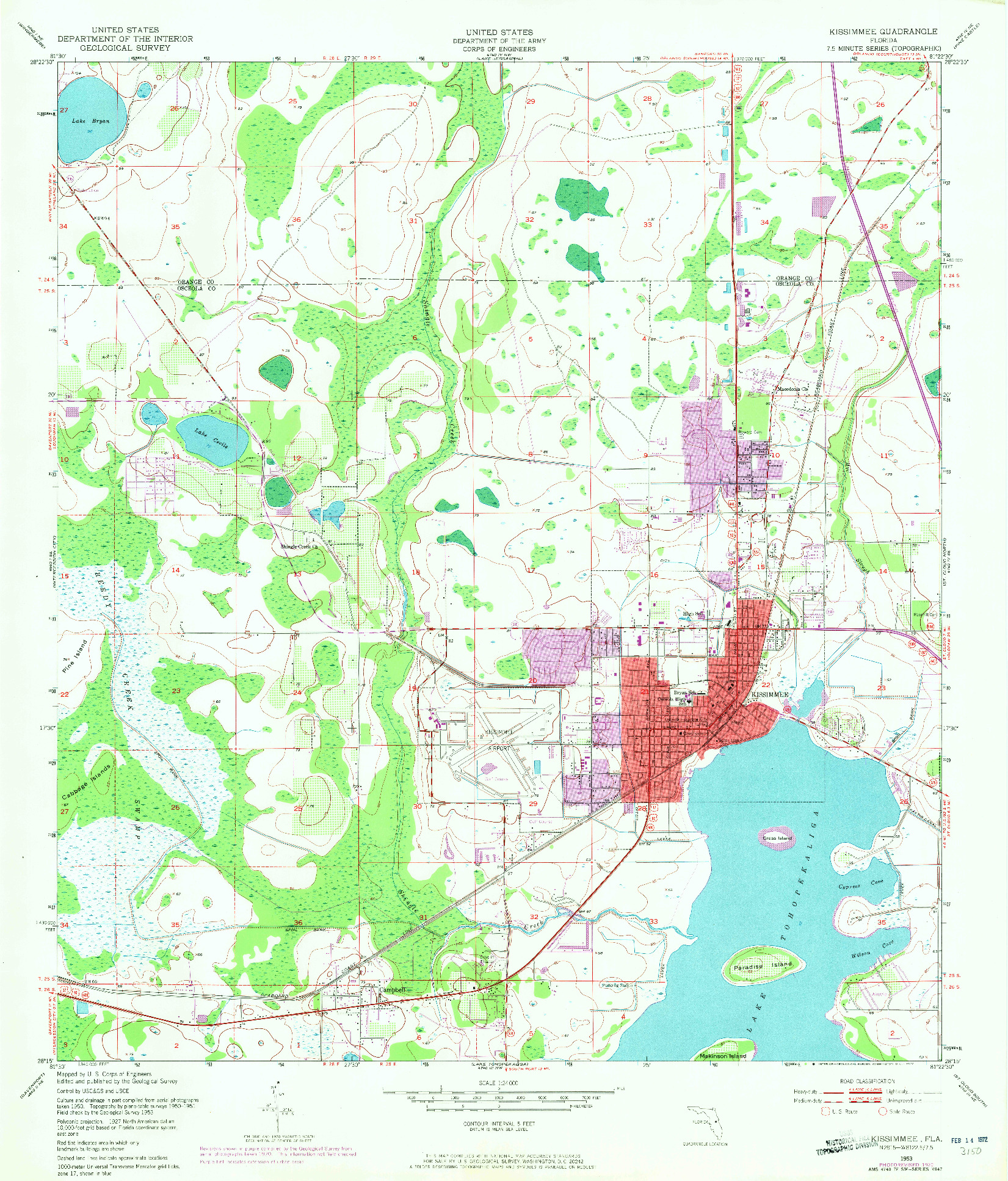 USGS 1:24000-SCALE QUADRANGLE FOR KISSIMMEE, FL 1953