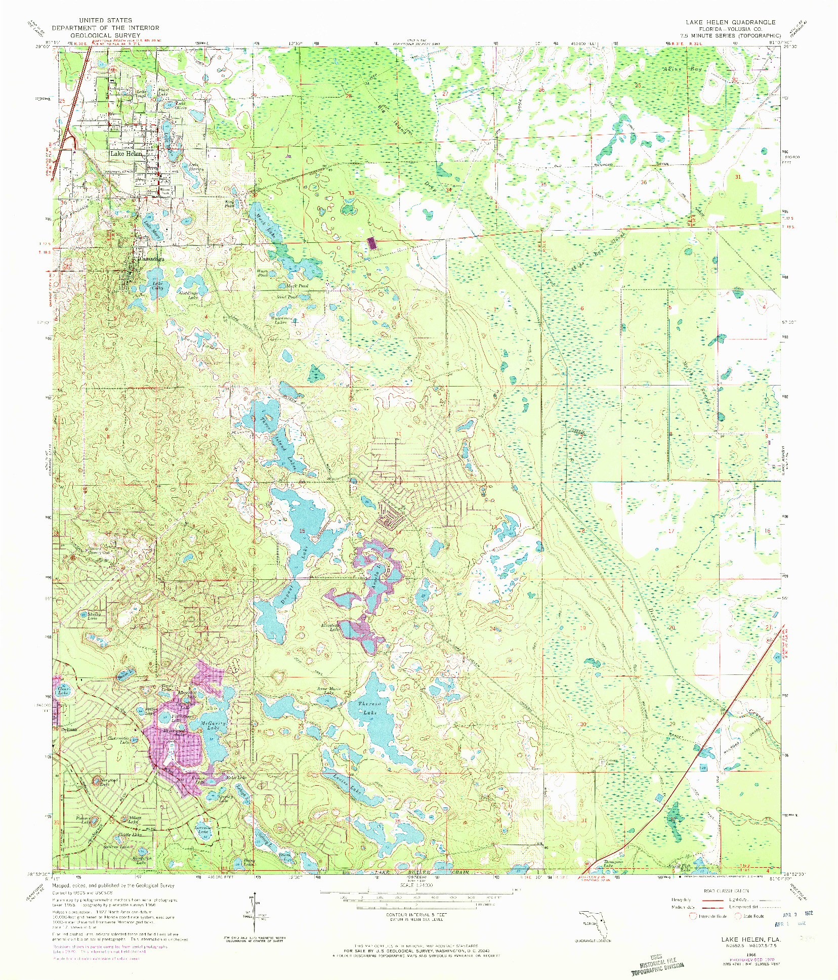 USGS 1:24000-SCALE QUADRANGLE FOR LAKE HELEN, FL 1966