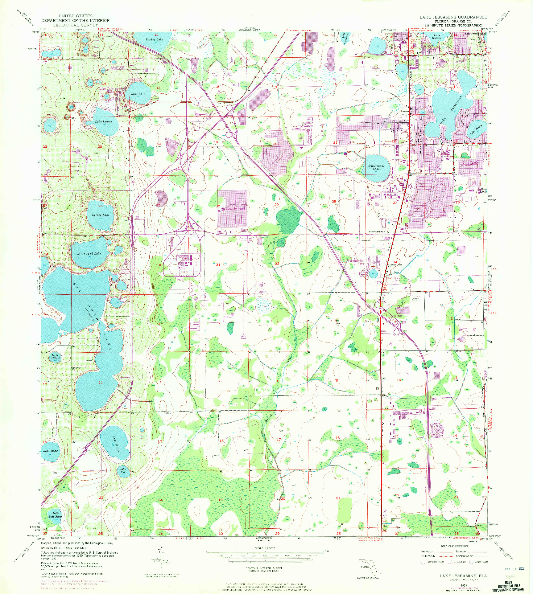 USGS 1:24000-SCALE QUADRANGLE FOR LAKE JESSAMINE, FL 1953